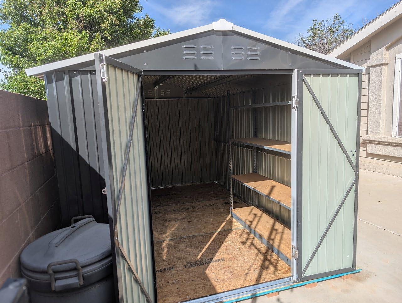 Polar Aurora 12X14 FT Metal Outdoor Storage Shed with Window, Heavy-Duty Galvanized Steel Garden Shed with Lockable Doors and 4 Vents, Large Weatherproof Tool Shed Kit for Backyard Patio, Black customer photo 2
