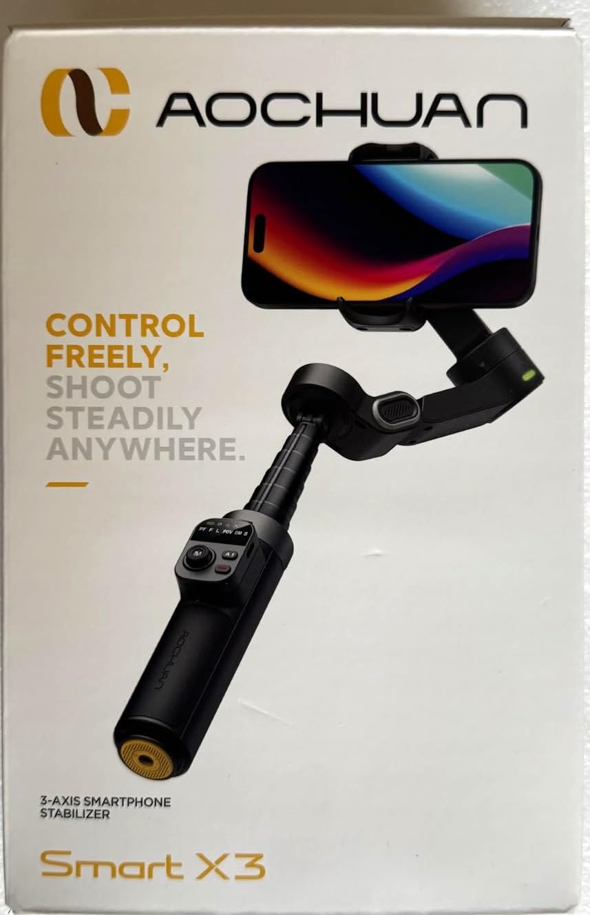 AOCHUAN 360° Pan Rotation Gimbal Stabilizer for iPhone, Magnetic Remote Control, 3-Axis Stabilizer w/Built-in Extension Rod & One-Touch Open Tripod, 3-in-1 Foldable Phone Gimbal for Vlogging, Travel customer photo 2