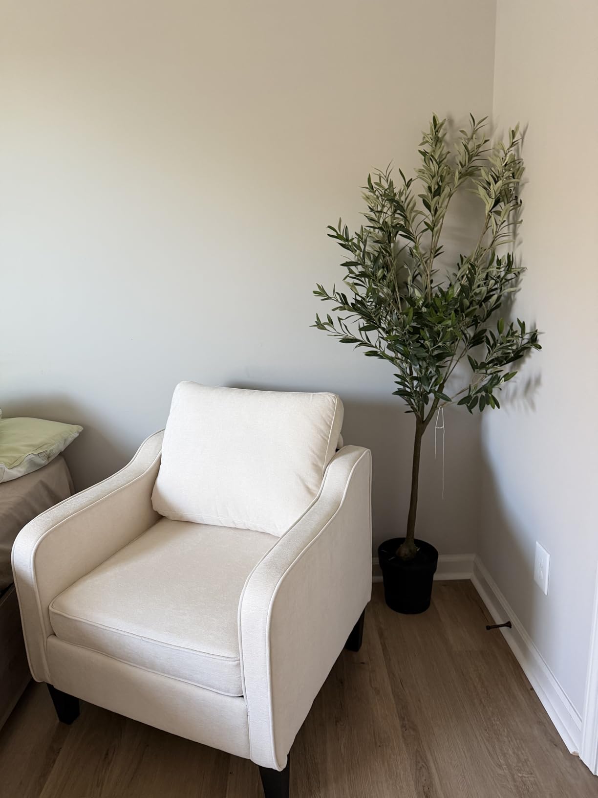 Accent Chair for Living Room, Mid Century Modern Reading Chair for Bedroom, Upholstered Armchair with Side Pockets, Comfy Single Sofa Side Chair for Office, Apartment, Small Room, Light Grey customer photo 1