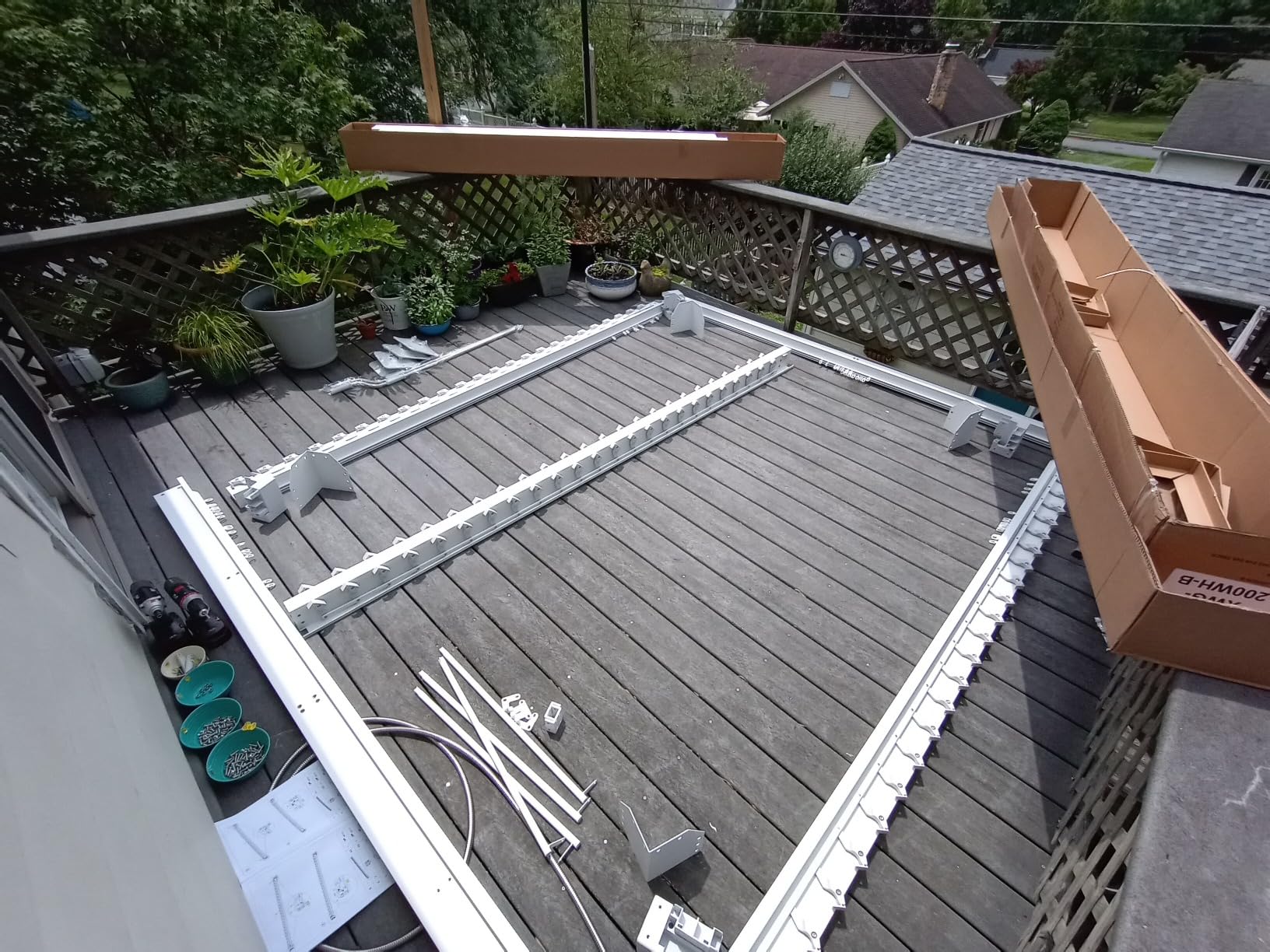 MELLCOM Electric Retractable Pergola 10x13, Aluminum Motorized Louvered Pergola, 2 Independent Adjustable Louvers, Integrated Drainage System, Dark Gray customer photo 1