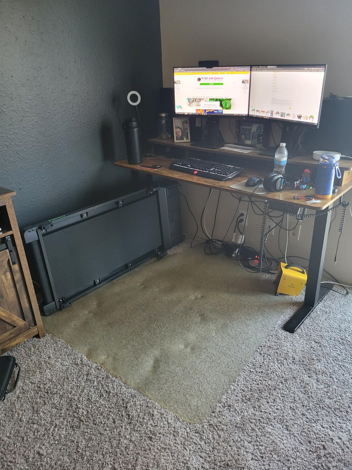 Walking Pad Treadmill with Desk Workstation, 15% Incline Treadmill with Handle Bar, Foldable Treadmills Under Desk for Home/Office, 400 lbs+ Capacity, Adjustable Height, Removable Desk, 3.5HP Motor customer photo 1