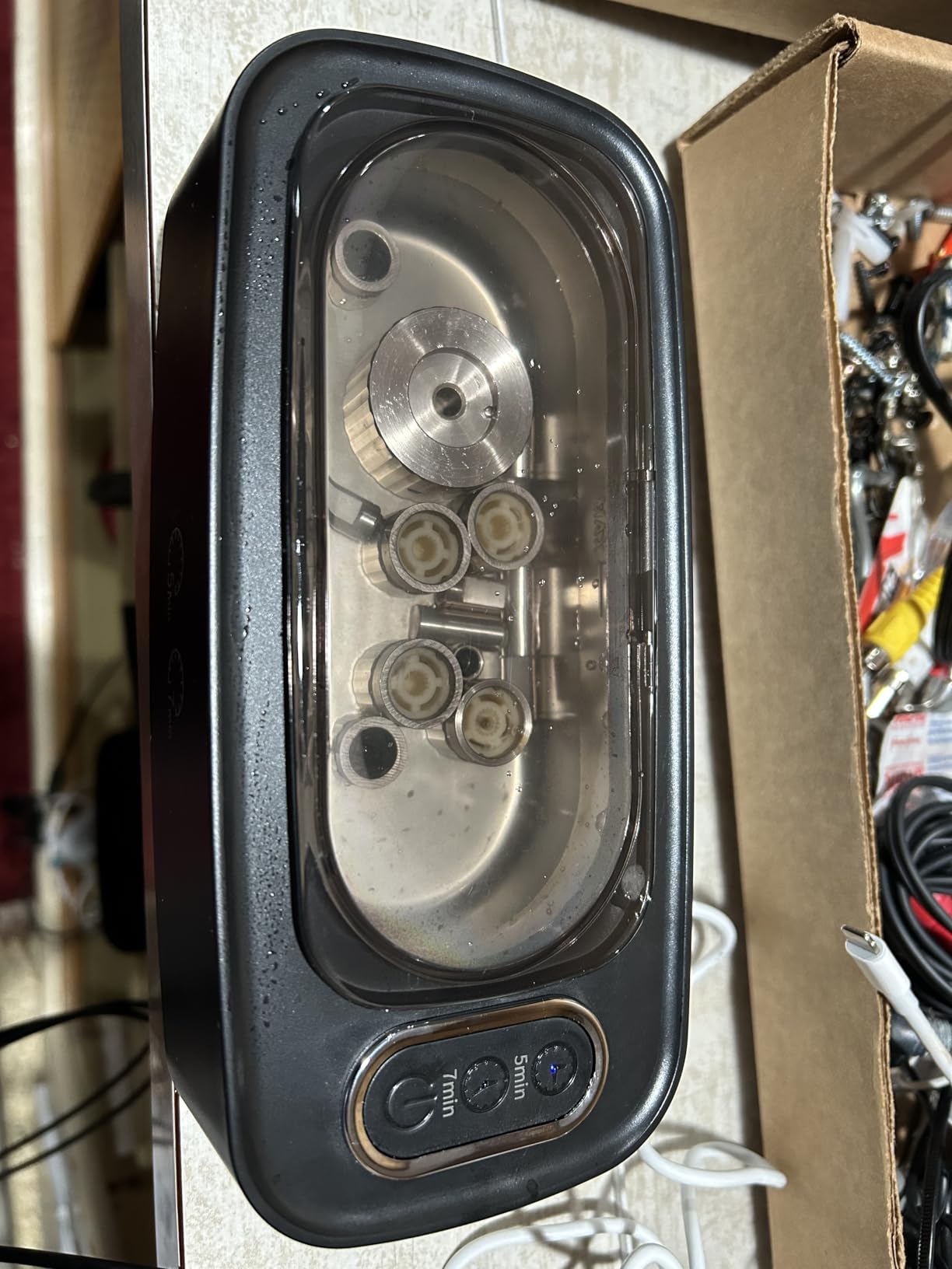 Ultrasonic Cleaner, 48kHz Professional Ultrasonic Jewelry Cleaner for Eyeglasses, Jewelry, Rings, Watch Straps, Dentures and More, Dual Cleaning Modes & 304 Stainless Steel Tank, 400ML Capacity, Black customer photo 1