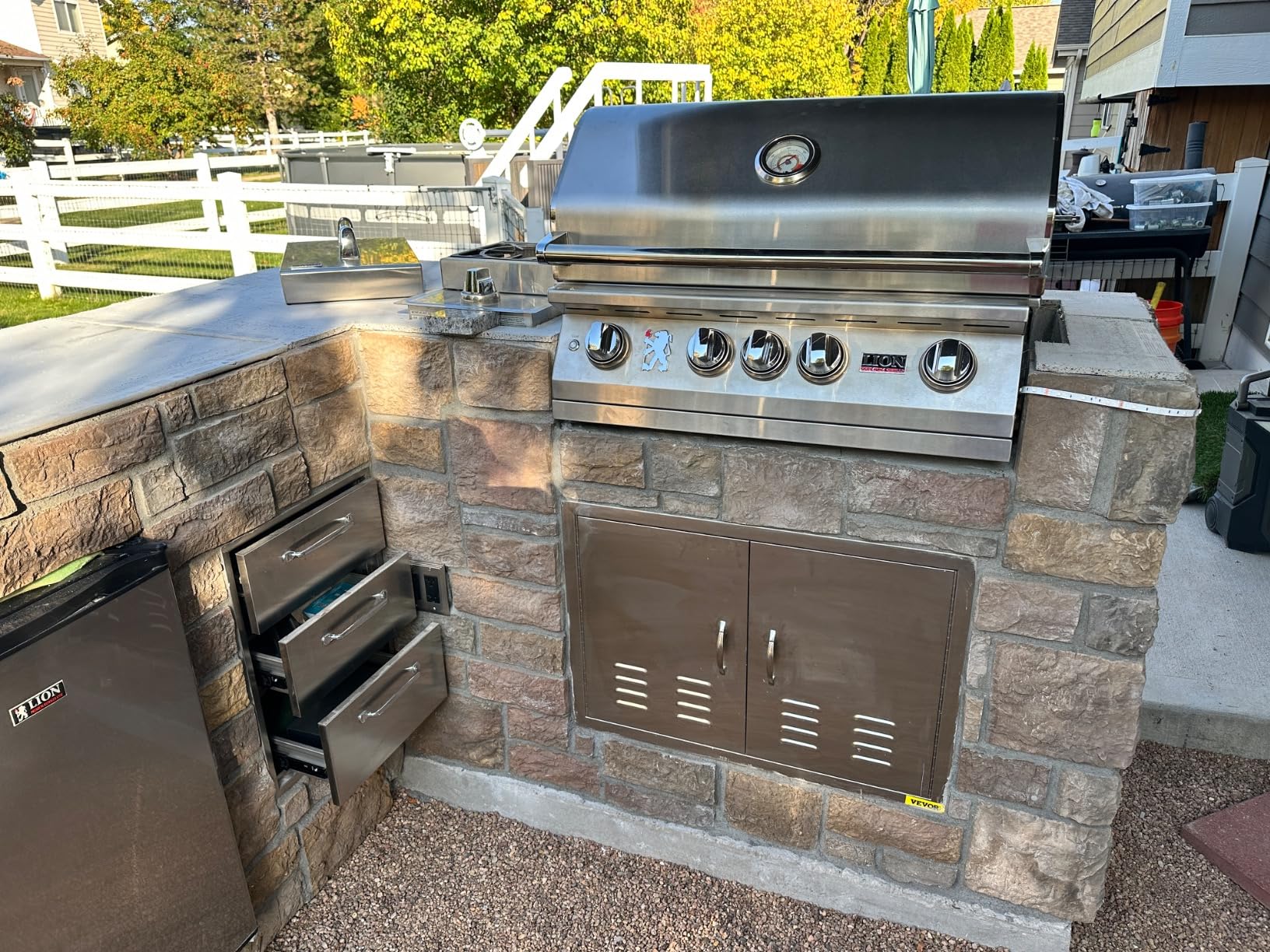 Karpevta Outdoor Kitchen Drawer Combo 27.8''W x 21.7''H x 19.4''D, Multi-Layer Design Access Door &Triple Drawers Combo Stainless Steel with Partition Perfect for Outdoor Kitchen BBQ Island customer photo 1