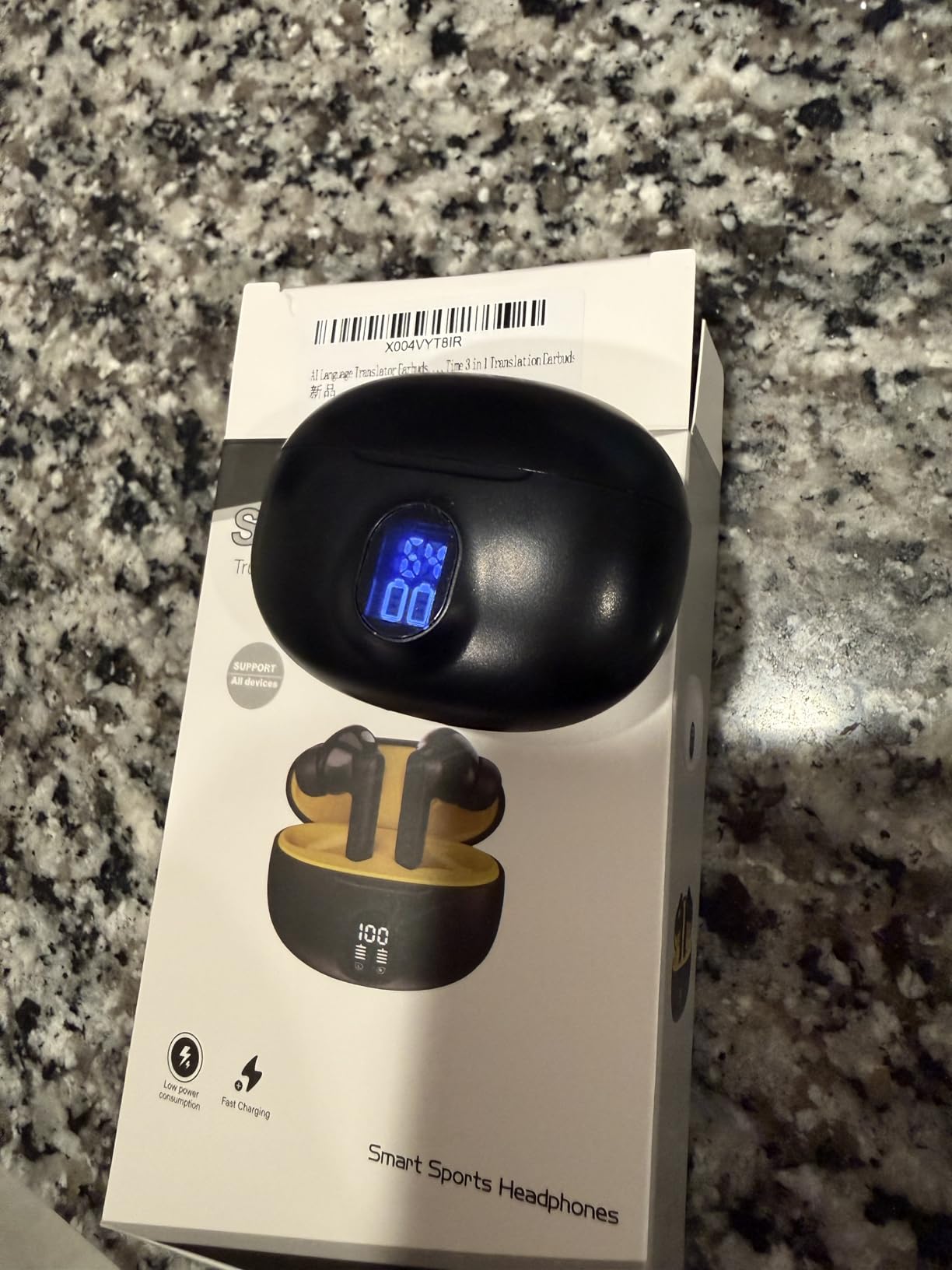 AI Translation Earbuds Real Time 164 Languages Translator Ear Buds 90H Playtime Bluetooth Translating Earbuds with LED Display Audifonos Traductores Ingles Espanol for Travel Business Learning Black customer photo 1