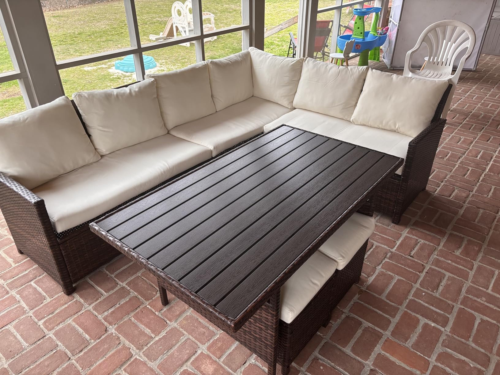 Wisteria Lane 7 Piece Patio Furniture Set, High Curved Back Wicker Patio Sectional, All Weather Outdoor Dining Set, Outdoor Furniture Patio Conversation Set with Ottoman customer photo 1