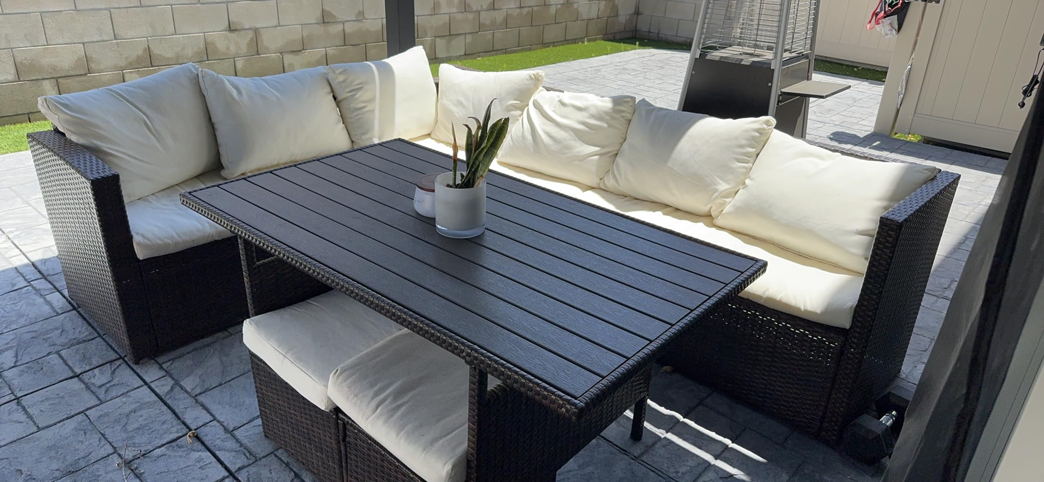 Wisteria Lane 7 Piece Patio Furniture Set, High Curved Back Wicker Patio Sectional, All Weather Outdoor Dining Set, Outdoor Furniture Patio Conversation Set with Ottoman customer photo 2