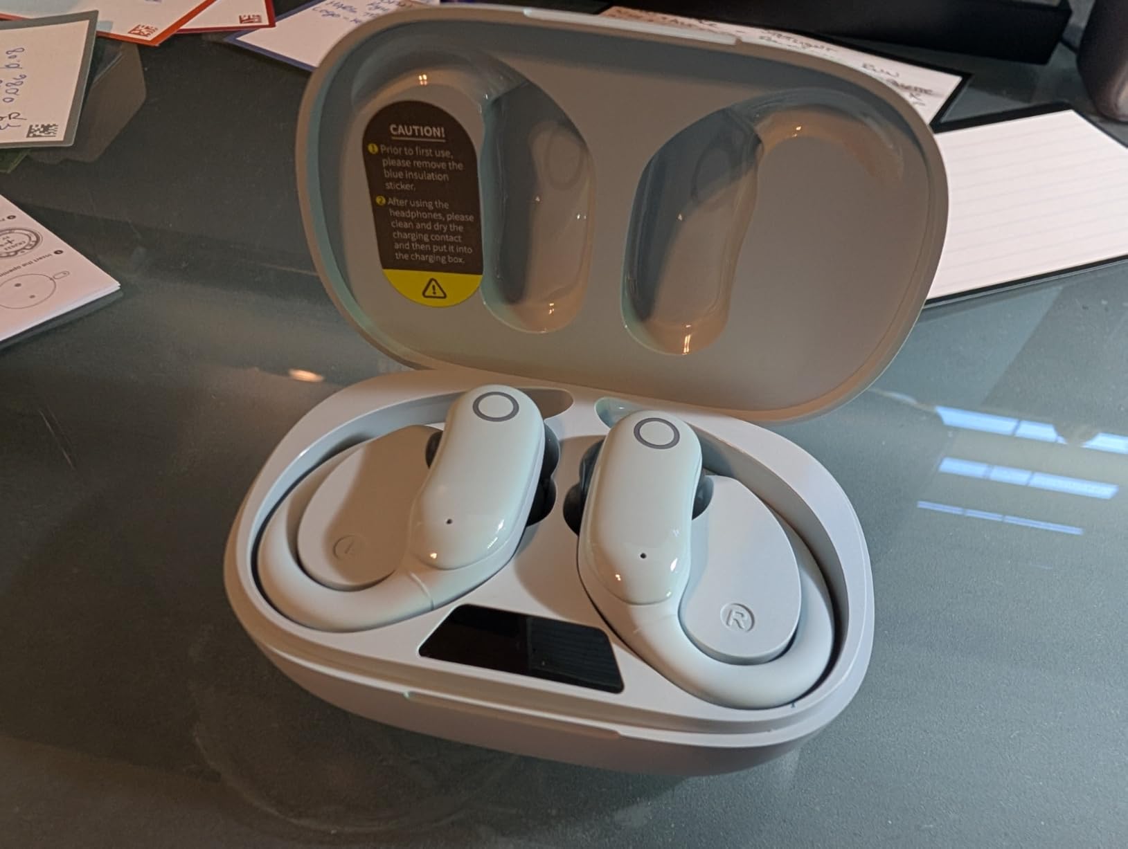 GNMN Active Noise Cancelling Ear Buds Wireless Earbuds 96hrs Playback Bluetooth Headphones Dual Battery Display Stereo Bass Earphones with Earhooks Microphone IPX7 Waterproof for Sports/Workout customer photo 1