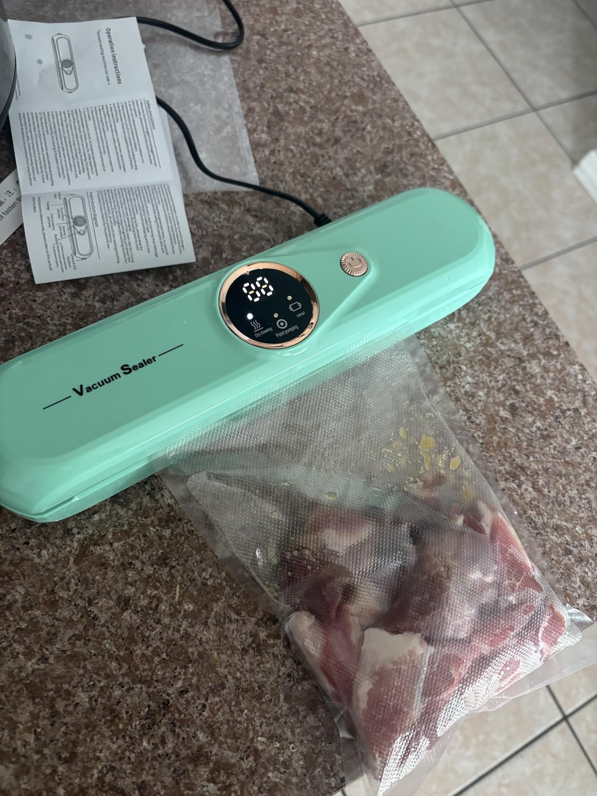 Vacuum Sealer Machine, Updated Powerful 95KPa Commercial Food Saver with Double Seal for 2X Strength, Built-in Cutter, Bags Storage & Easy-Lock Handle, Includes Free Bags (1 Roll + 10 Pre-cut) Black customer photo 1