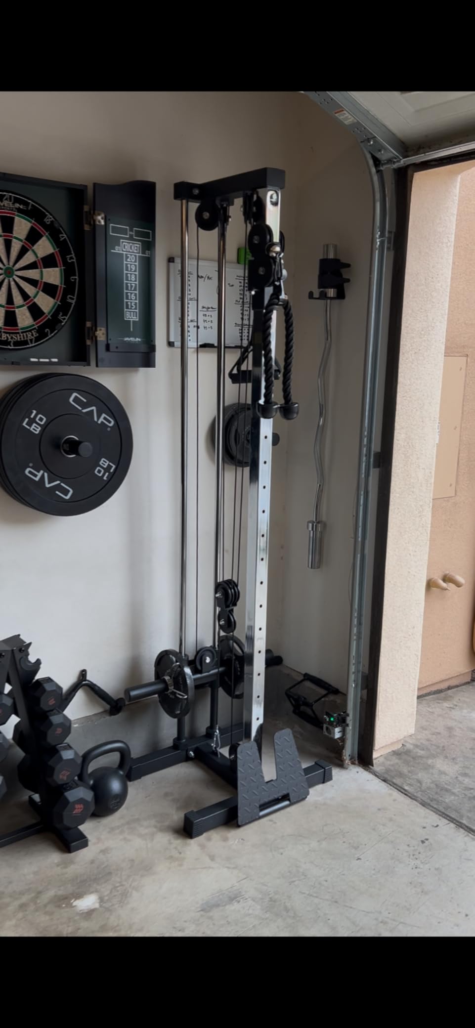 GarveeLife Wall Mount Cable Machine, LAT Pulldown Machines with 19 Positions Dual Pulley System, Cable Crossover Machine with Adjustable Footplate, Weight Workout Equipment Home Gym Station customer photo 2