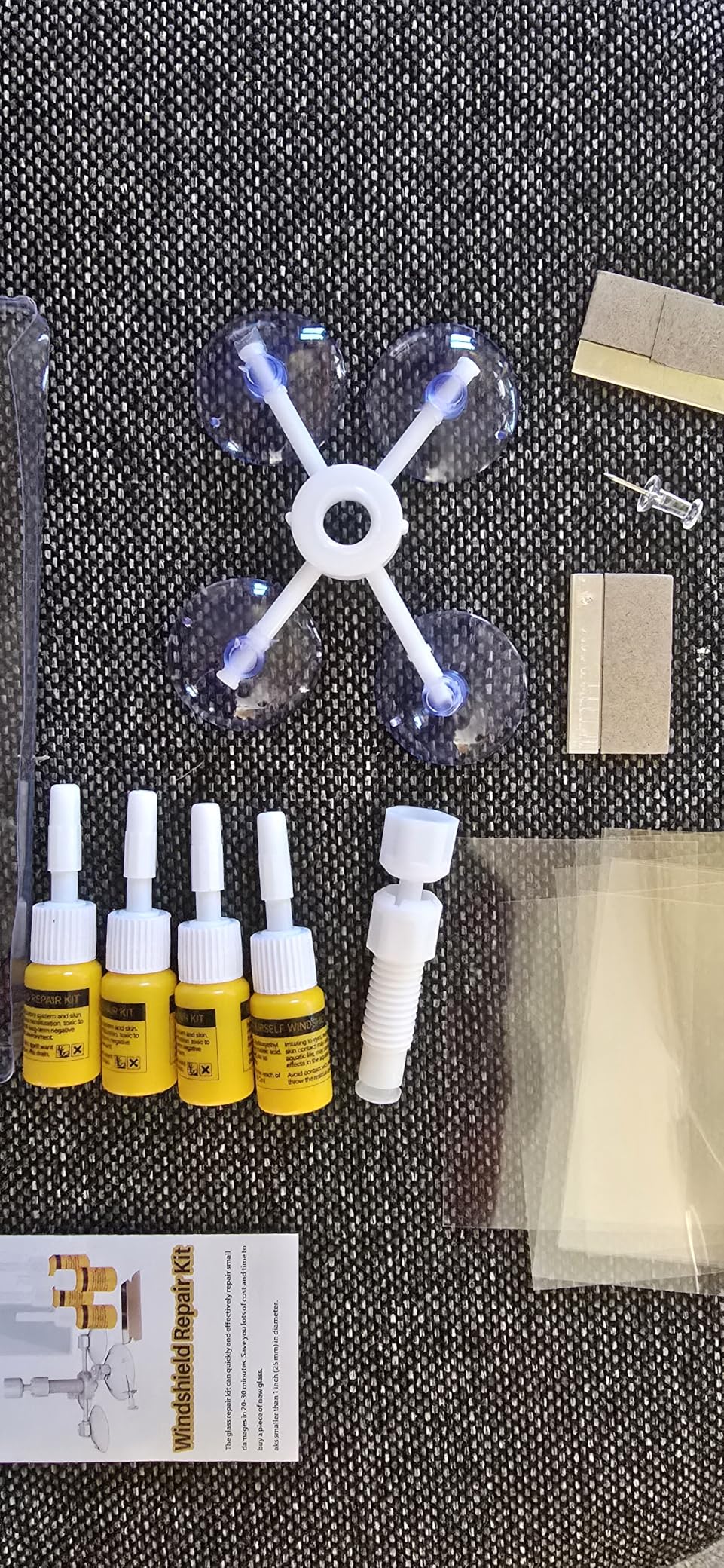 CLAMPER Windshield Crack Repair Kit, Windshield Repair Kit for Chips and Cracks, 4 Pcs Car Glass Repair Kit, Cracks Gone Glass Repair Kit Automotive Quick Fix for Chips, Cracks, Bullseyes (Yellow) customer photo 1