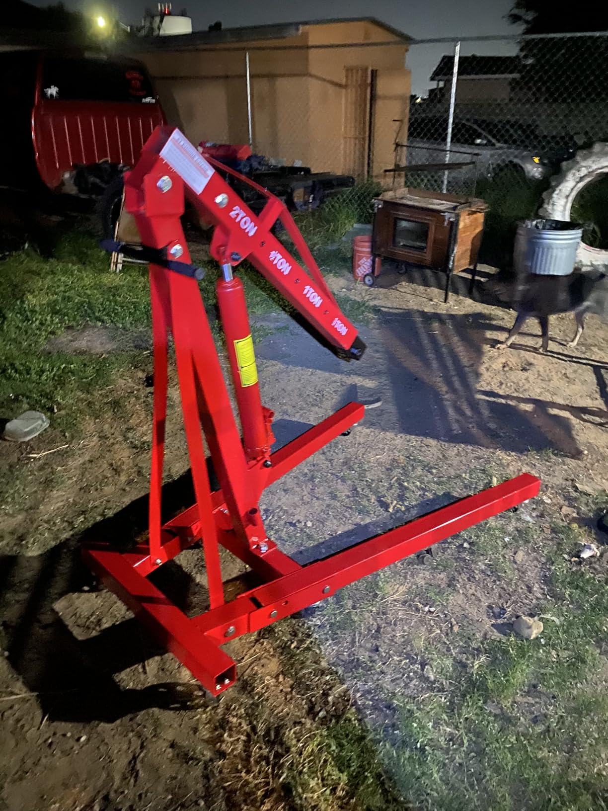 Engine Hoist with Lever, 2 T 4000 LBS Heavy Duty Folding Cherry Picker Engine Lift Hydraulic Tilting Engine Shop Crane with 6 Iron Caster Wheels Telescopic Boom Hitch,Orange customer photo 1