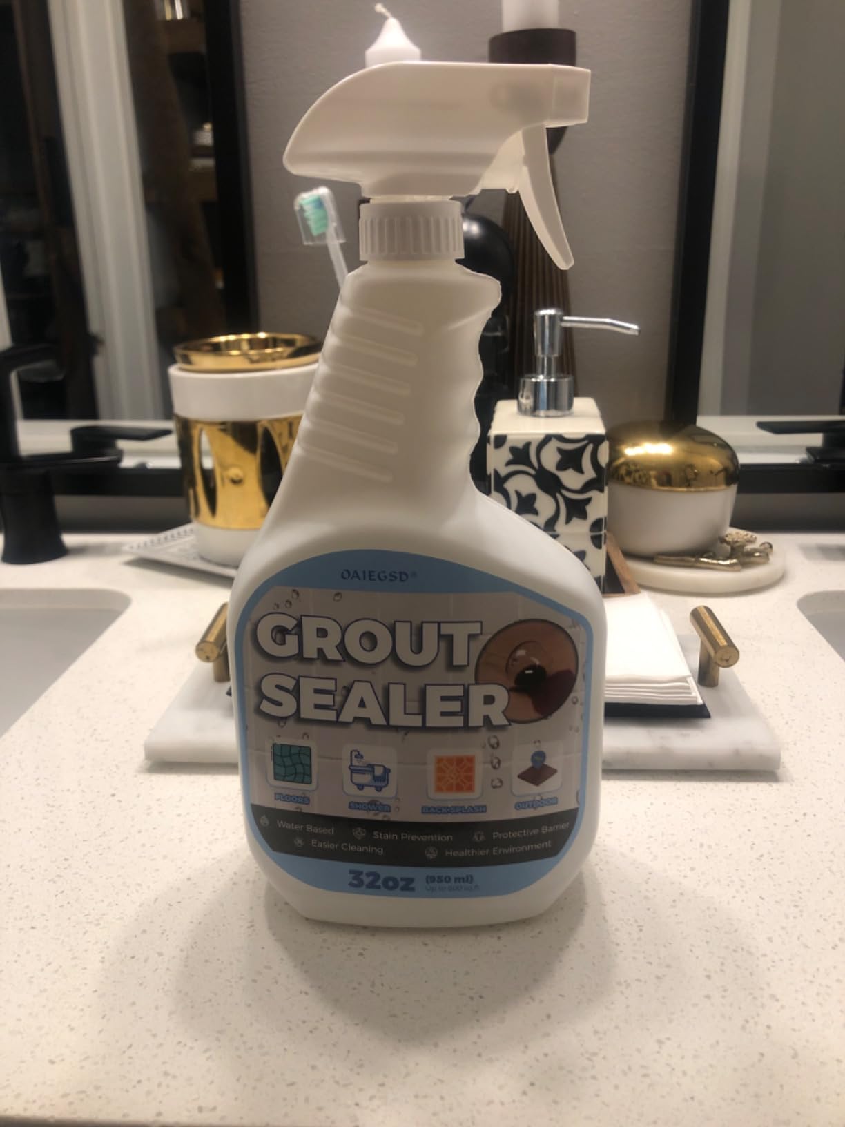 16oz Grout Sealer Spray with Brush for Floor Tile, Clear Waterproof Shower Sealer for Shower, Kitchen, Bathroom, 100% Safe Indoor & Outdoor, Grout Stain Sealant Protector for Stone, Marble, Floor customer photo 2