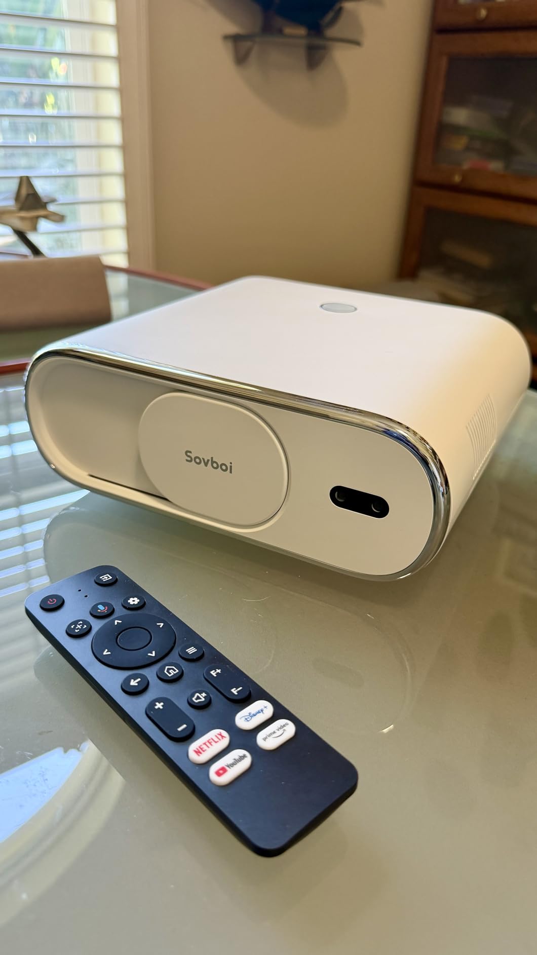 4K Projector Built-in Google TV: 2500 ANSI/Auto Lens Cap & 4D Keystone/Auto Focus & AI Voice Control, Sovboi Smart Portable Projector with WiFi6 & Bluetooth, Outdoor Movie Proyector for Streaming Apps customer photo 1
