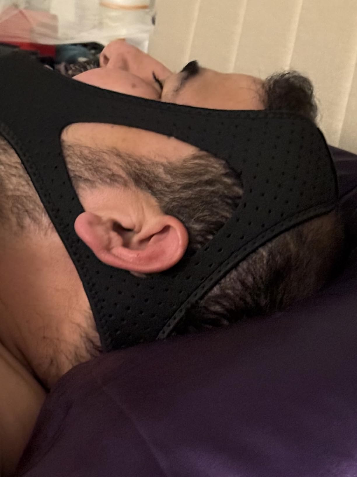 Chin Strap for CPAP Users with 4-Side Adjustment,Anti Snoring Chin Strap for Sleeping Comfortable Stop Snoring Solution, Anti Snoring Devices Breathable and Durable,Snore Stopper,M,Black customer photo 1