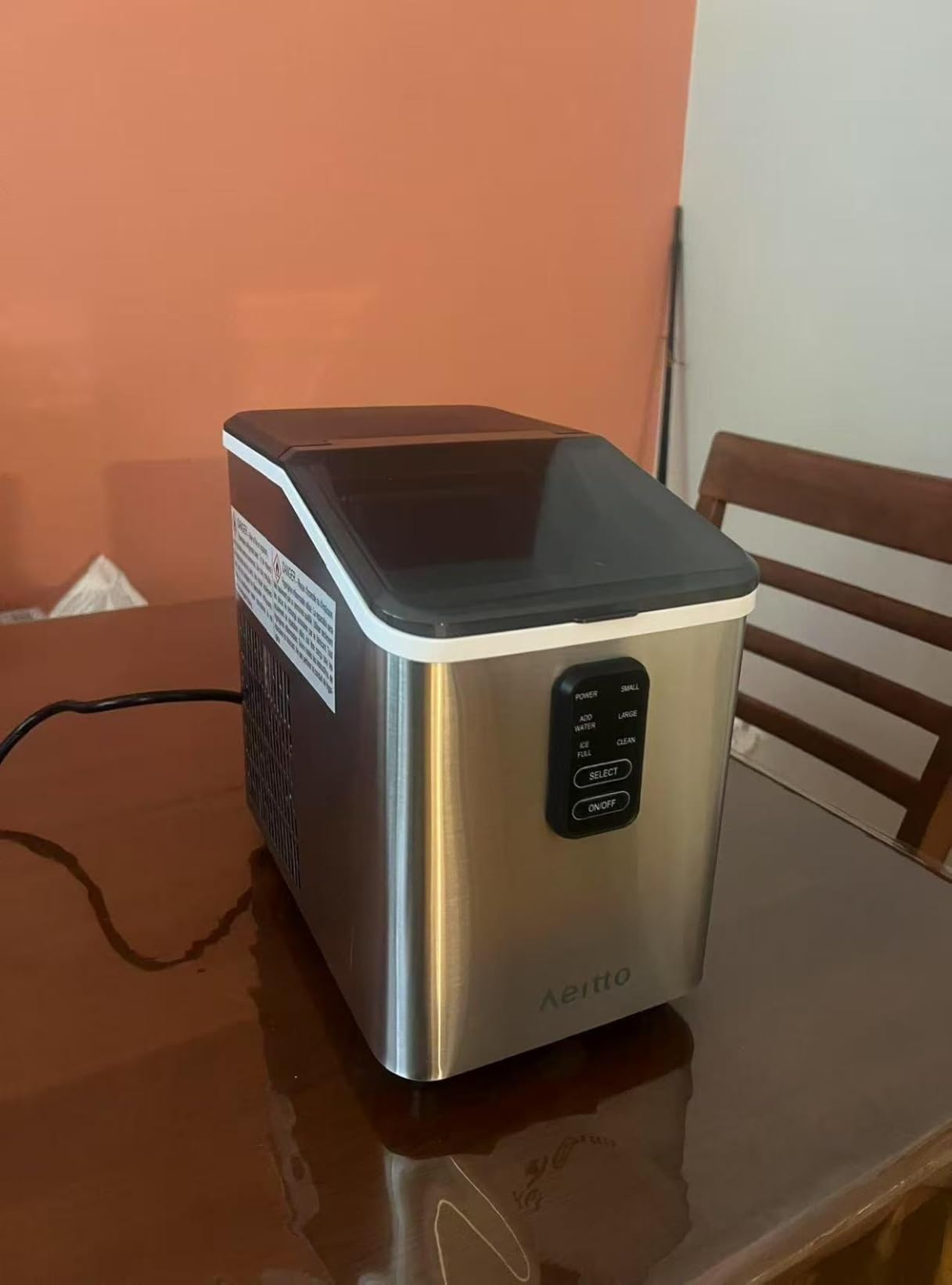 Aeitto Ice Maker Countertop 26lbs/24H, Ice Machine 8 Ice Cubes Ready in 6 Mins, 2 Sizes of Bullet Ice Portable Ice Makers with Basket & Scoop, Auto Self-Cleaning for Home/Kitchen/Office Stainless customer photo 1