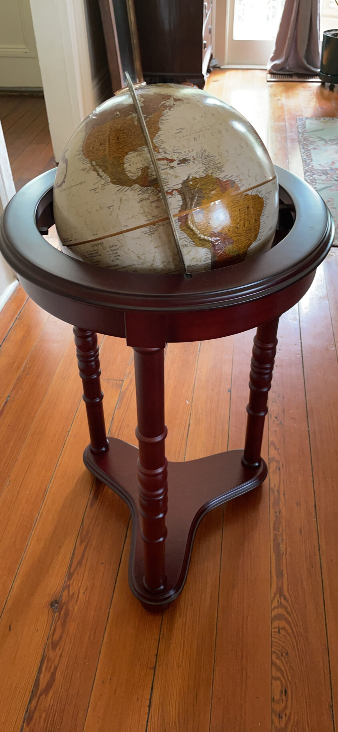 Replogle Lancaster Bronze Metallic, Dark Cherry Wood Finish, Floor Model Globe customer photo 2