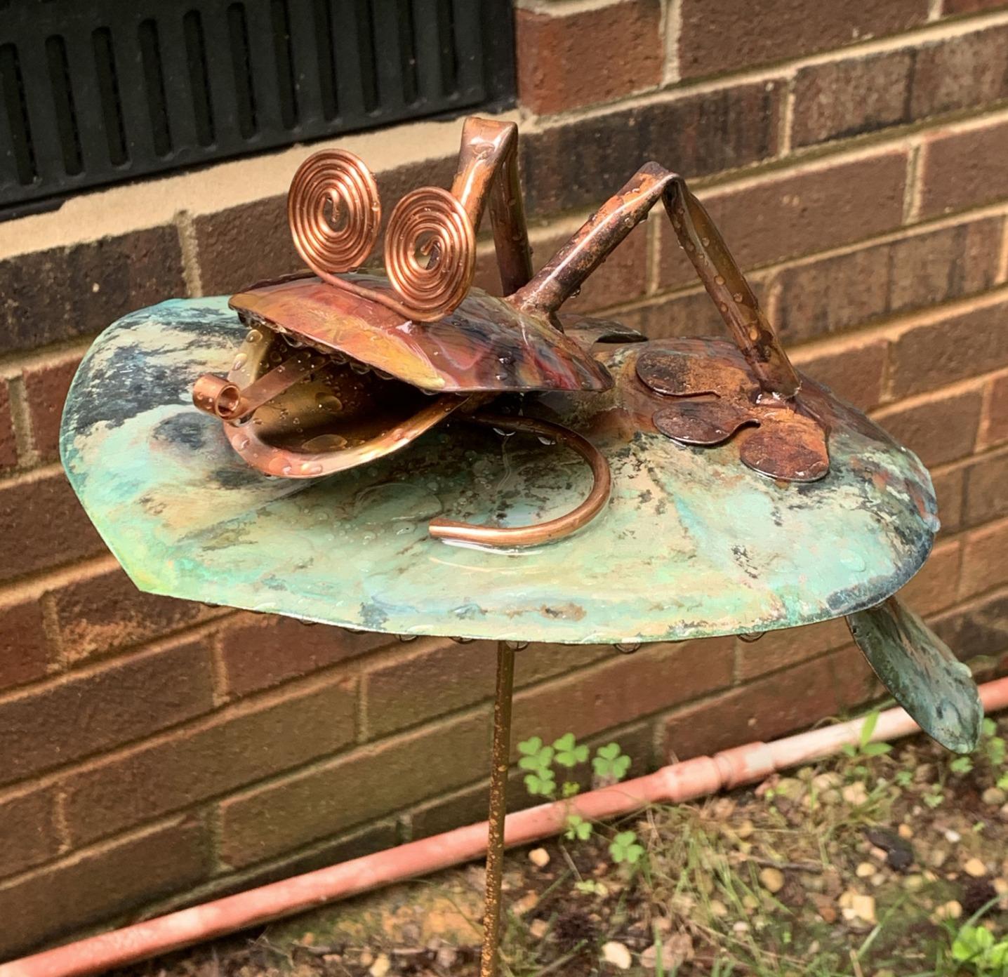 Modern Artisans American Made Copper Frog on Lily Pad Outdoor Sculpture & Garden Stake customer photo 1