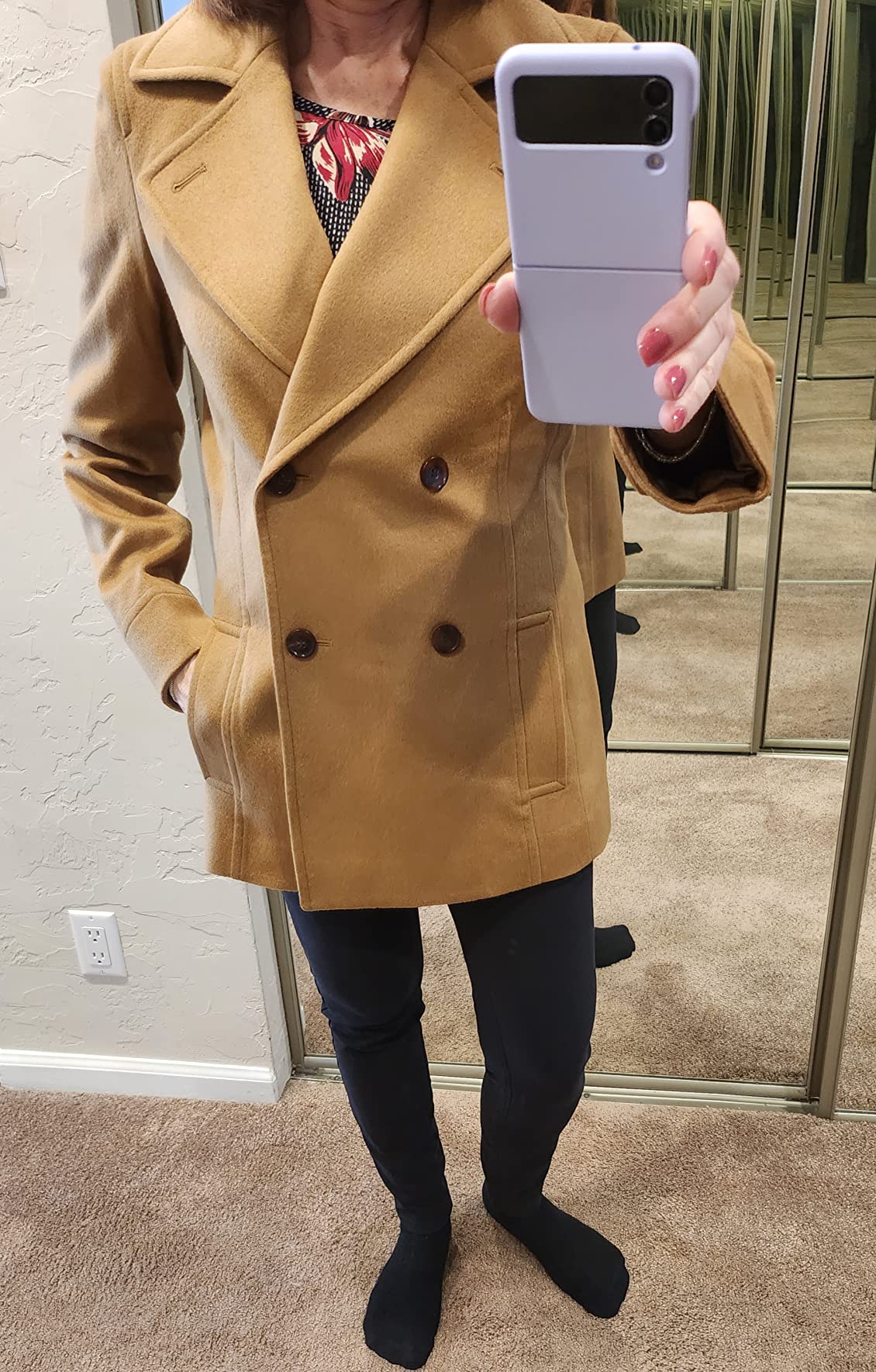30% Cashmere and 70% Fine Wool Pea Coats for Women - Double Breasted, Soft and Warm customer photo 1
