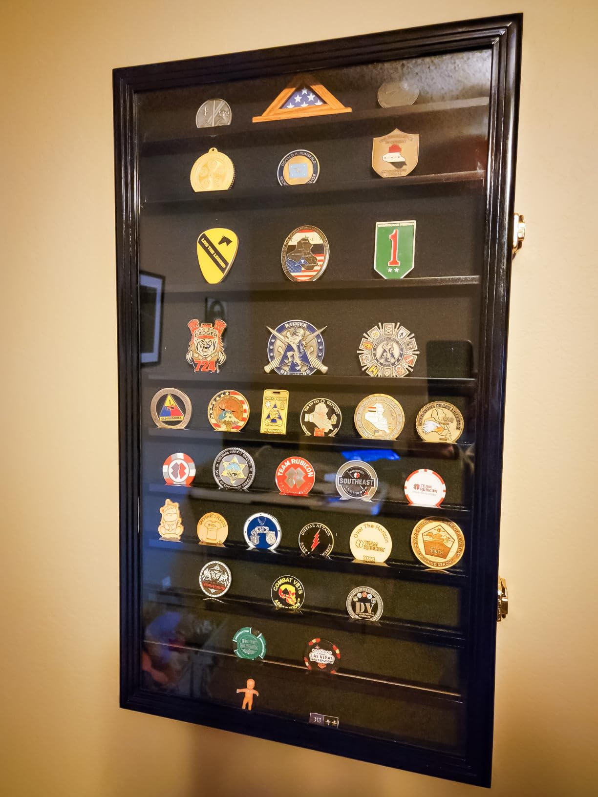 Large Military Challenge Coin Display Case Cabinet Holders Rack 98% UV - Lockable customer photo 1