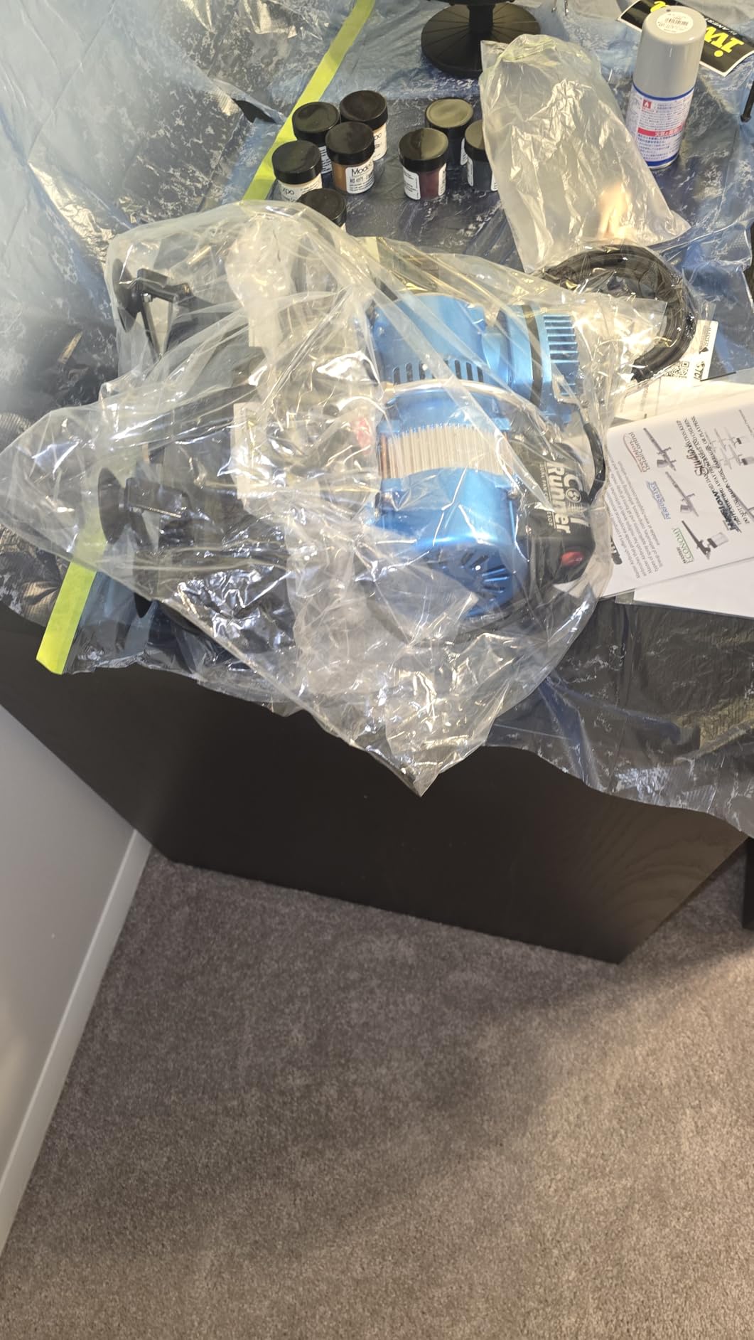 Iwata Eclipse HP CS Airbrush Set with 1/5 hp Cool Runner II Dual Fan Air Tank Compressor System Kit, Professional All-Purpose Dual-Action Gravity Feed Airbrush, 0.35mm tip, Hose, Holder, How-To Guide customer photo 1