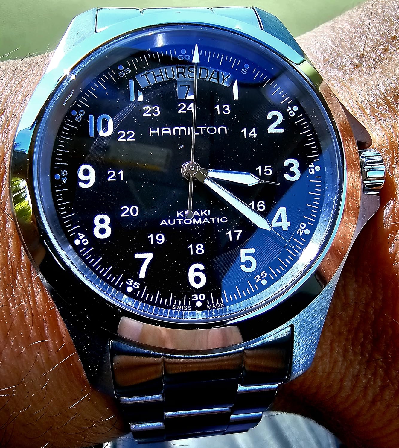 Hamilton Khaki Field King Automatic Men's Watch, 40mm Stainless Steel Case, Swiss Made, Black Dial Analog Wrist Watch for Men, 50m Waterproof, Sapphire Crystal, Stainless Steel Strap customer photo 1