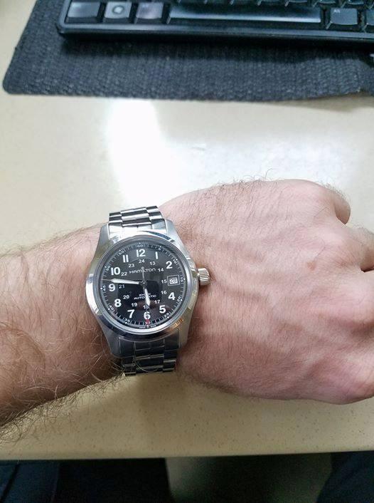 Hamilton Khaki Field Automatic Men's Watch, 38mm Stainless Steel Case, Swiss Made, Black Dial Analog Wrist Watch for Men, 100m Waterproof, Sapphire Crystal, 3-Hand Movement, Stainless Steel Strap customer photo 1