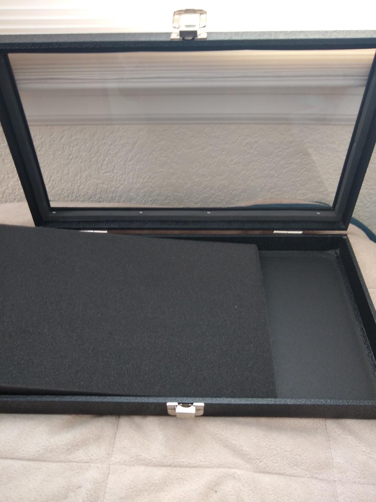 FindingKing Black Jewelry Travel Showcase Display Glass Lid Case customer photo 2