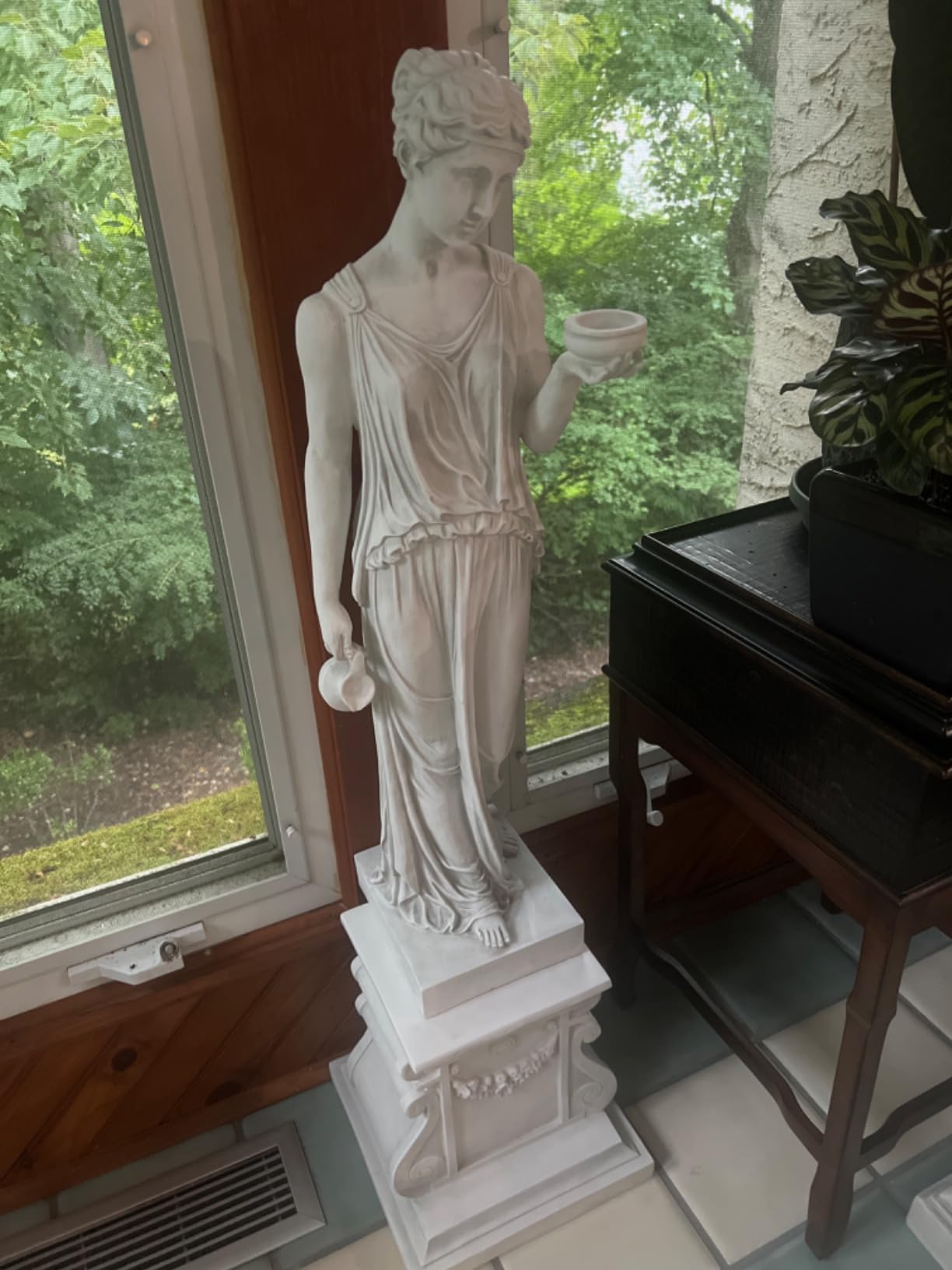 Hebe Greek Woman Patron of Youth Indoor/Outdoor Garden Statue, Estate Size, 62 inches tall, Cast Stone Resin, Antique Stone Finish customer photo 1