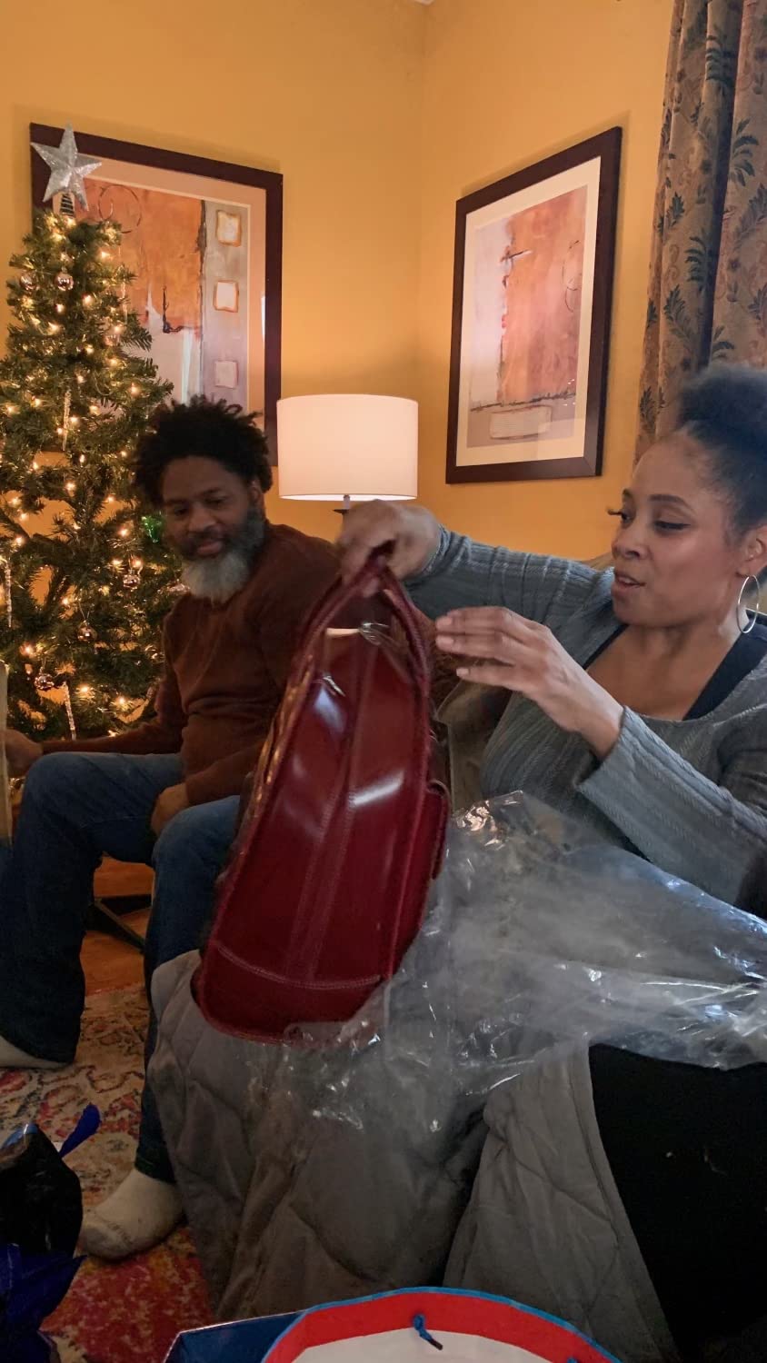 McKlein DAVIS, Top Grain Cowhide Leather, 15 inch Horizontal Wheeled Ladies Laptop/Computer & Tablet Business Briefcase/Rolling Overnight Travel Bag, Removable trolley case customer photo 1