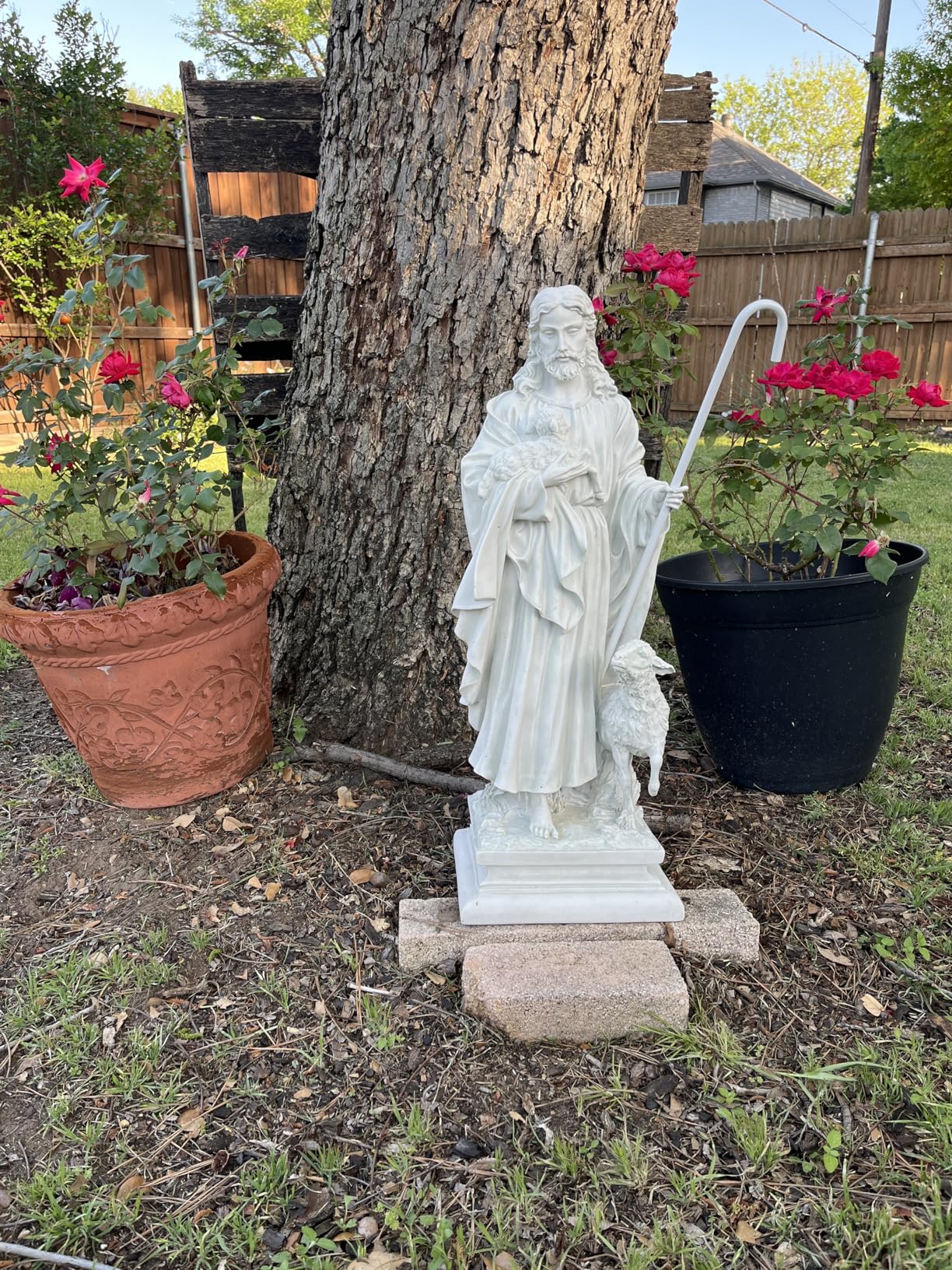 Jesus, The Good Shepherd Garden Statue: Large customer photo 1