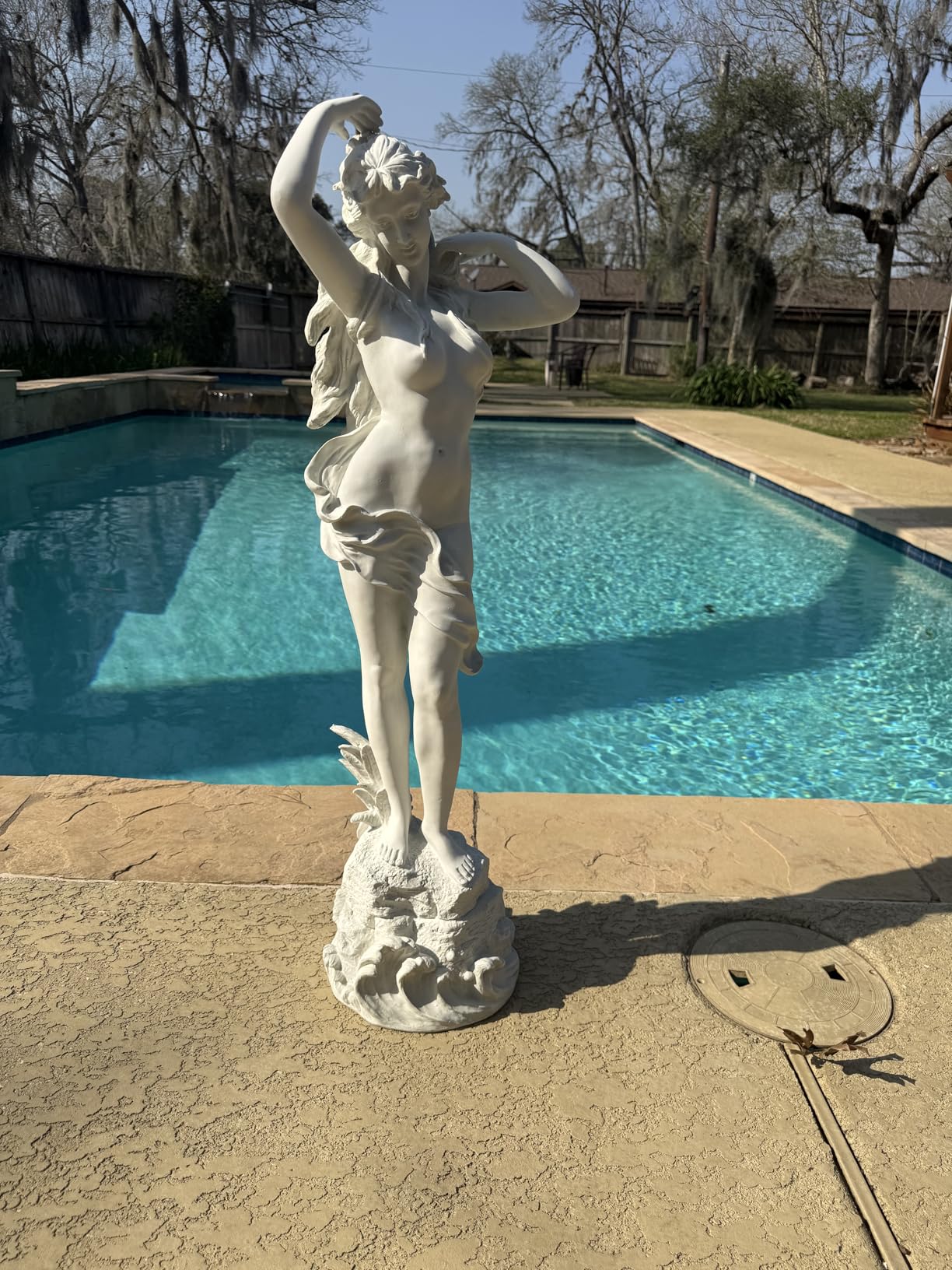 Spring Awakening Classic Woman Garden Statue, 14 inches wide, 40 inches tall, Cast Stone Resin, Antique Stone Finish customer photo 2