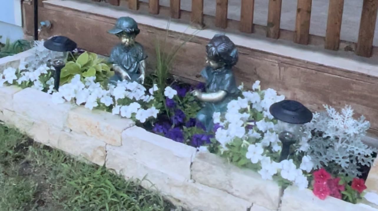Alpine Corporation GXT258A Outdoor Finely Sculpted Boy and Girl Reading Book Garden Statue, 19