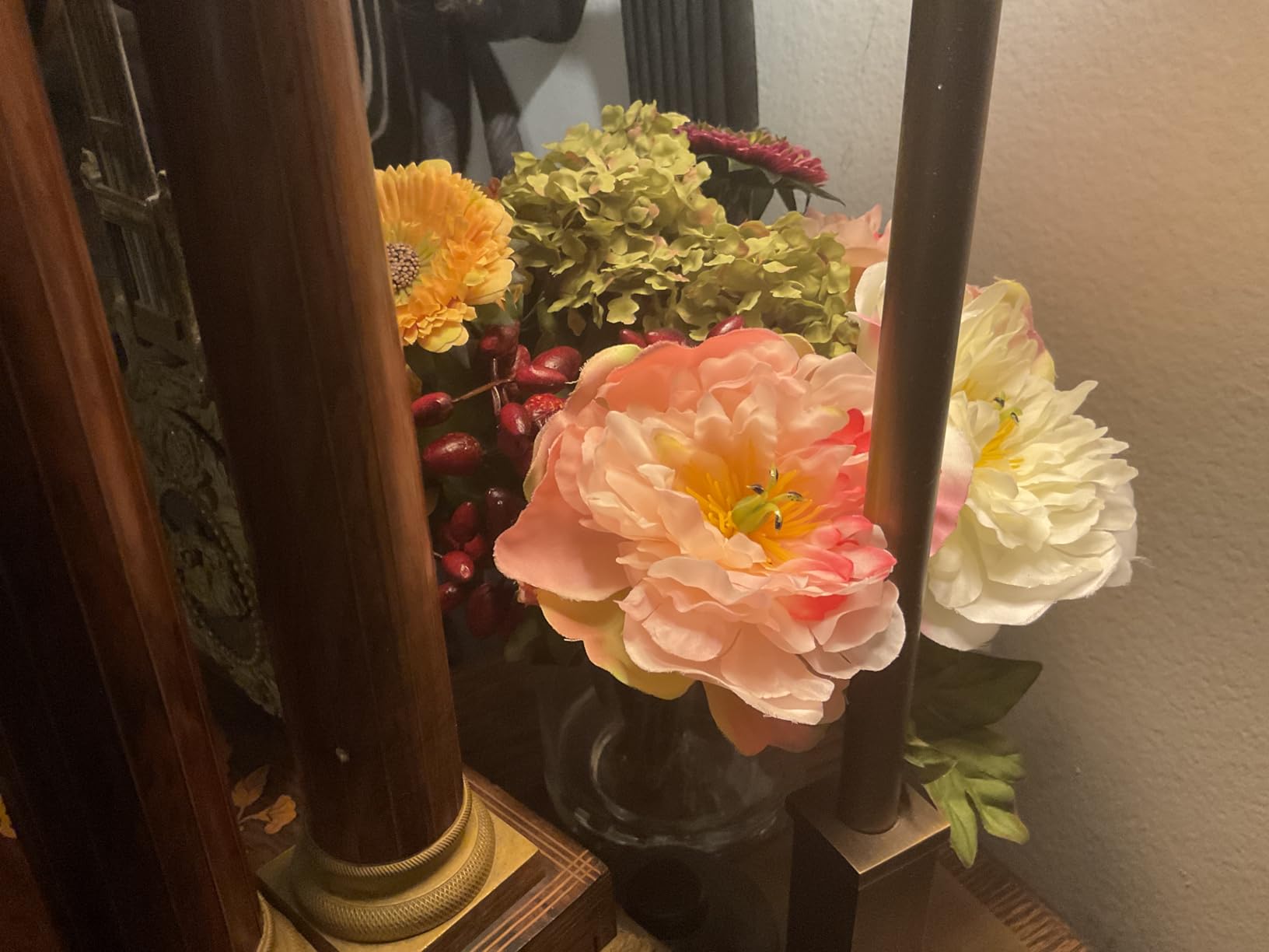 4665 Mixed Mini Peony Centerpiece Silk Flower Arrangement, 10