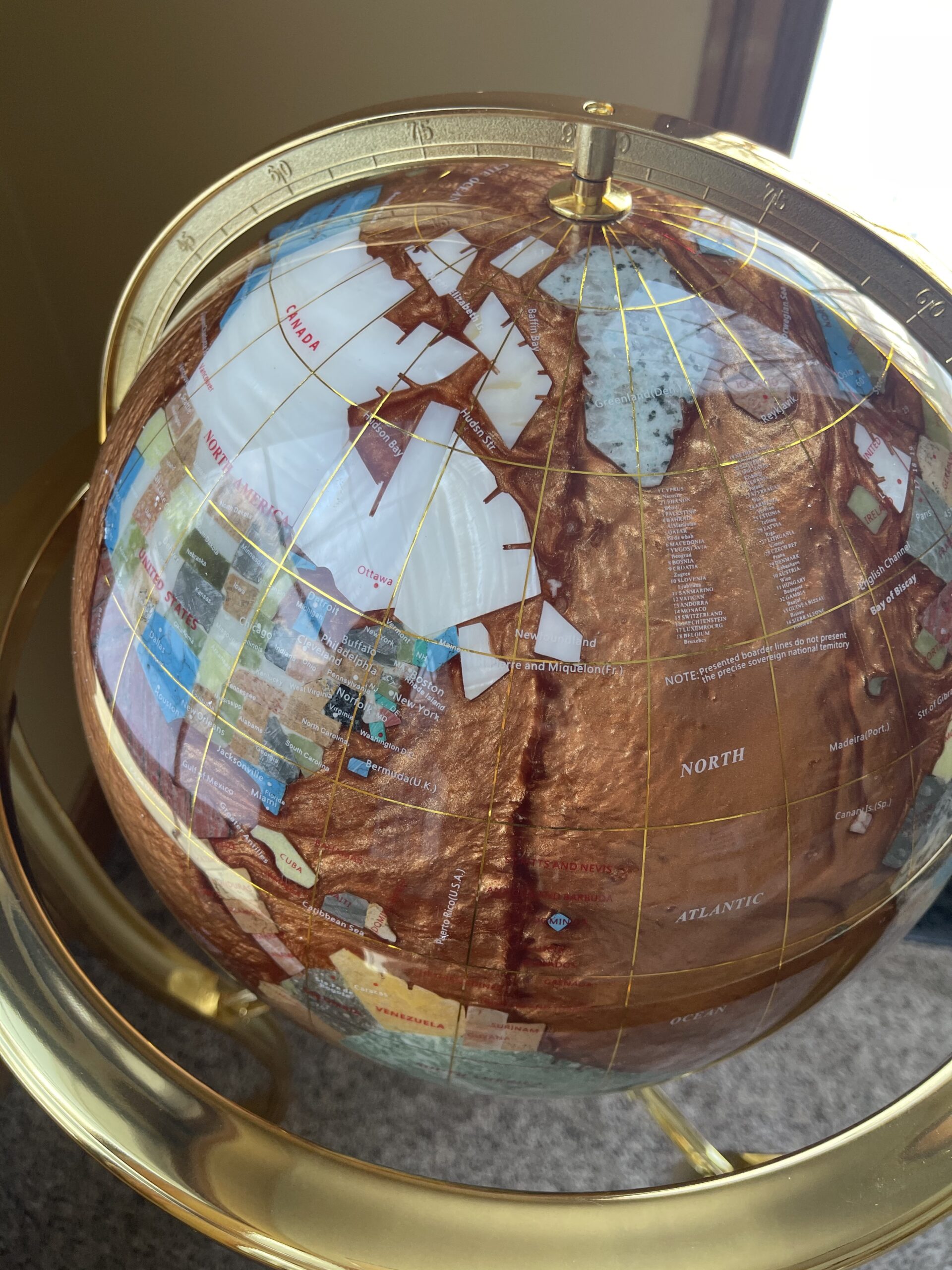 Unique Art 36-Inch Floor Standing Amberlite Ocean Gemstone World Globe with Gold Tripod customer photo 2