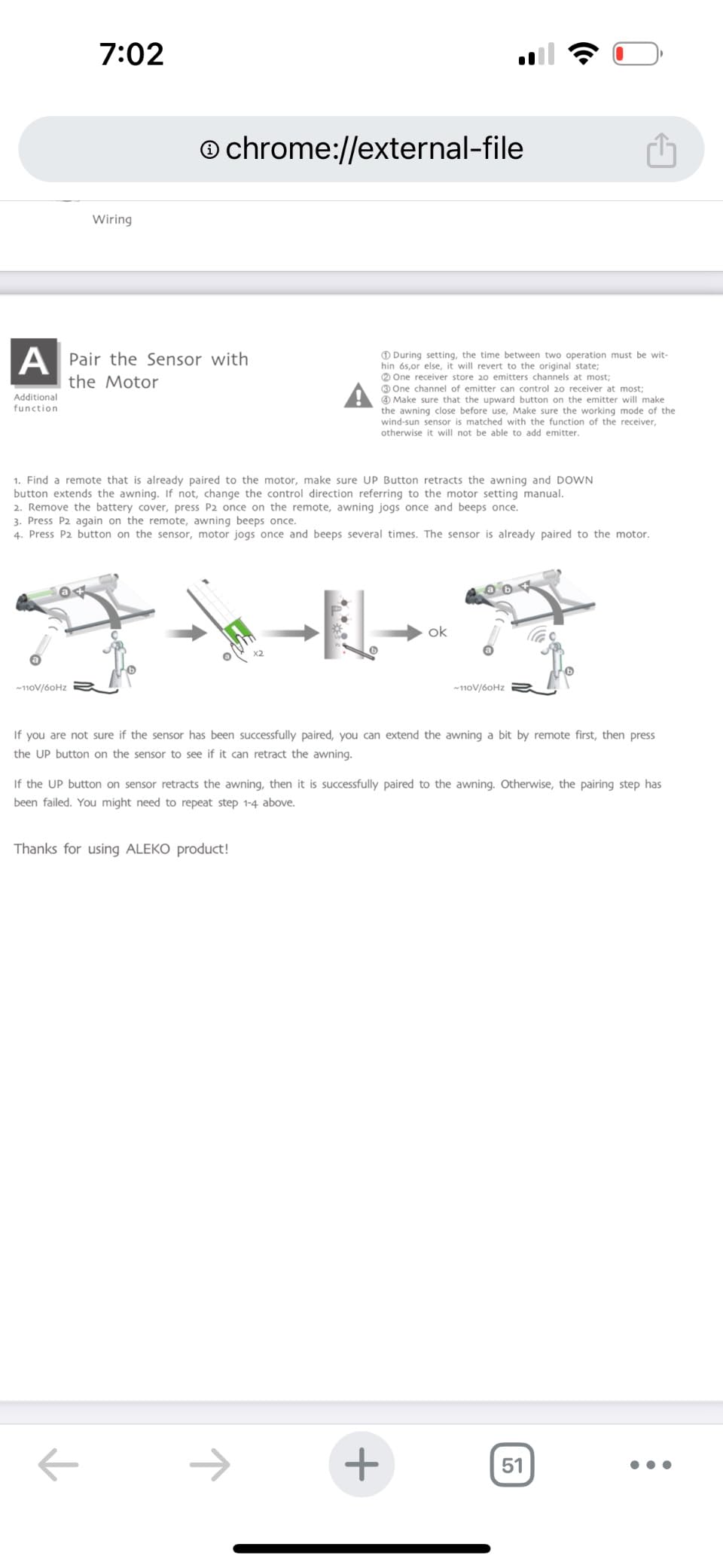 ALEKO Awning Wind-Sun Sensor for Retractable Patio Awning | 110V AC | AWSS customer photo 2