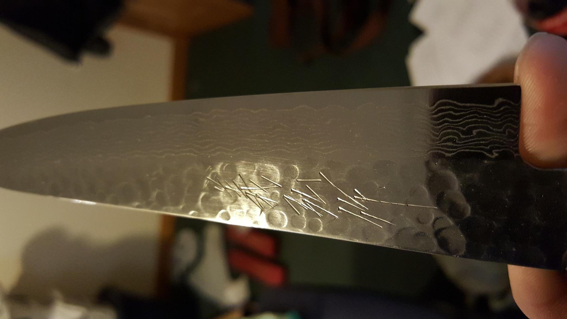 Yoshihiro 46 Layers Hammered Damascus Gyuto Chef Knife and Petty Utility Knife SET (Gyuto 8.25'' (210mm) & Petty 6'' (150mm), Rosewood Handle) customer photo 2