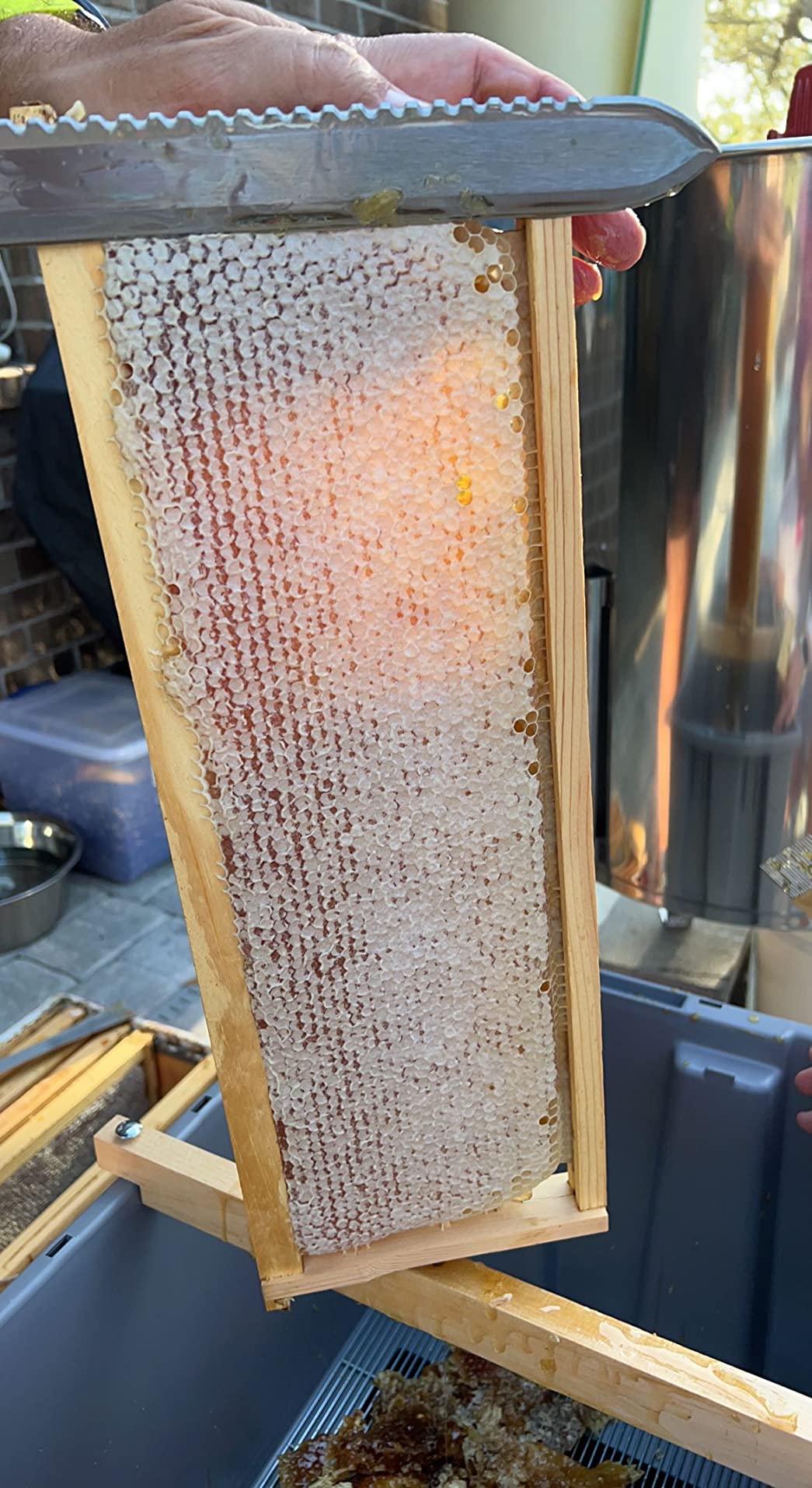 Mann Lake, Plastic Uncapping Tank, Gray, Multi-Purpose Honey Extraction & Straining Solution, Durable Polyurethane Build, Honey Gate Included customer photo 1