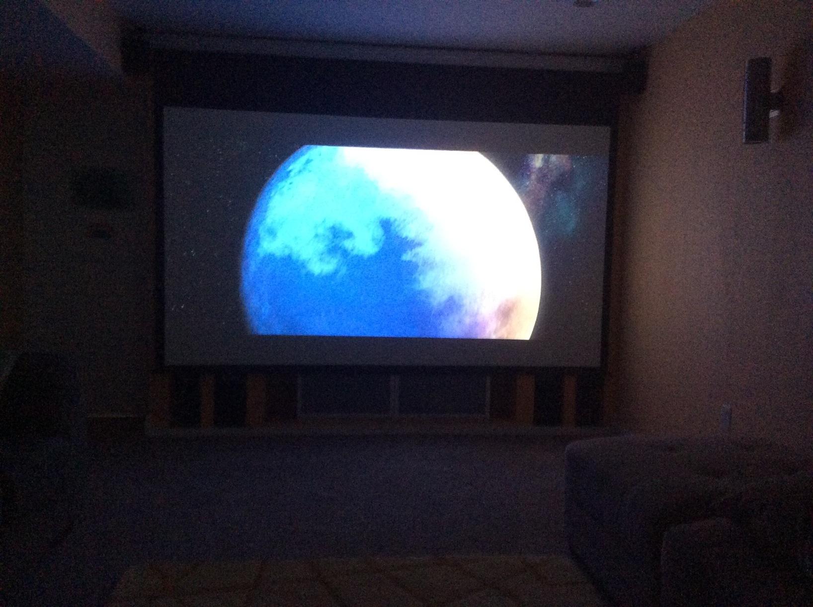 Elite Screens Spectrum2, 120-inch 16:9, 12-inch Drop, Electric Motorized Drop Down Projection Projector Screen, SPM120H-E12 customer photo 1