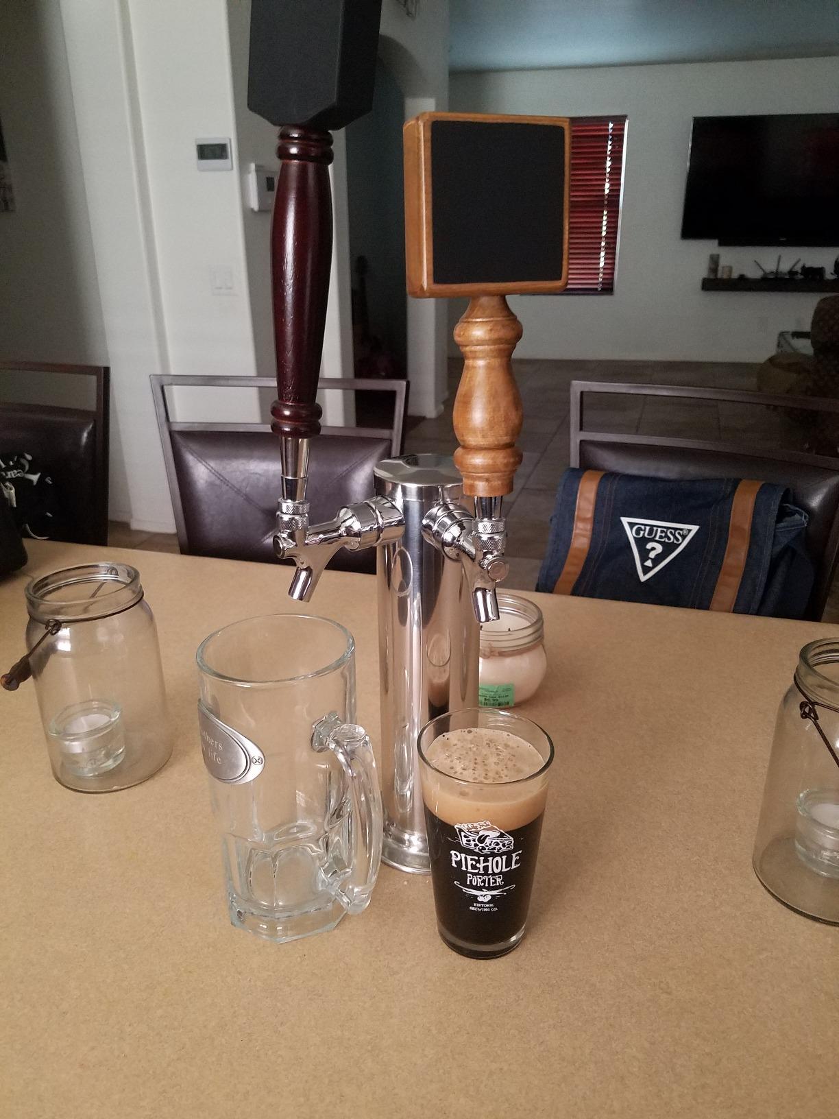 Kegco KC D4743TT-Brush Draft Beer Tower Brushed Triple Faucet, 3