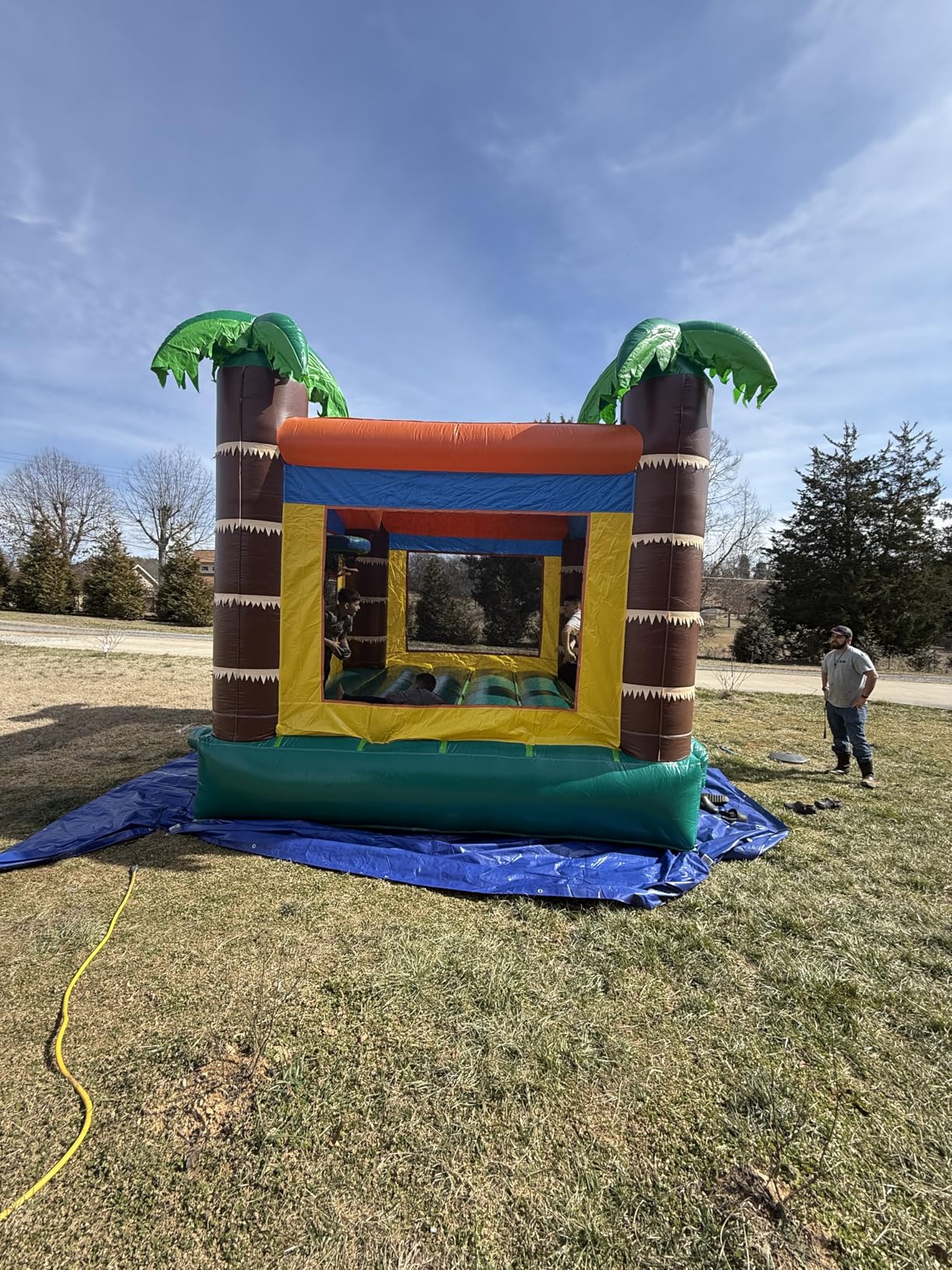 JumpOrange 14'x14' Commercial Safari Inflatable Bounce House - 13ft Tall Heavy Duty 15oz PVC Bouncer with Blower & Basketball Hoop customer photo 2