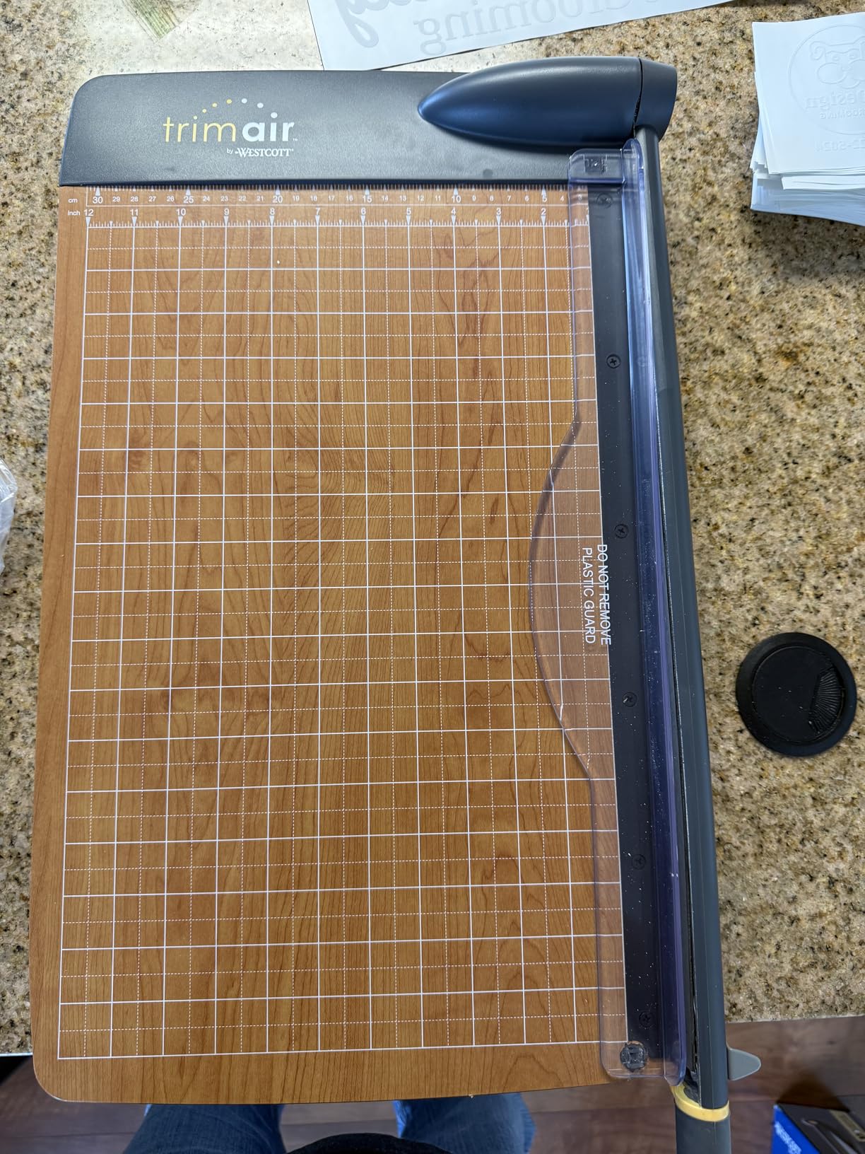 Westcott TrimAir Guillotine Paper Cutter, Paper Trimmer with Sharp and Durable Titanium-Bonded Blade, Maximum Safety Features, 18-Inch customer photo 1