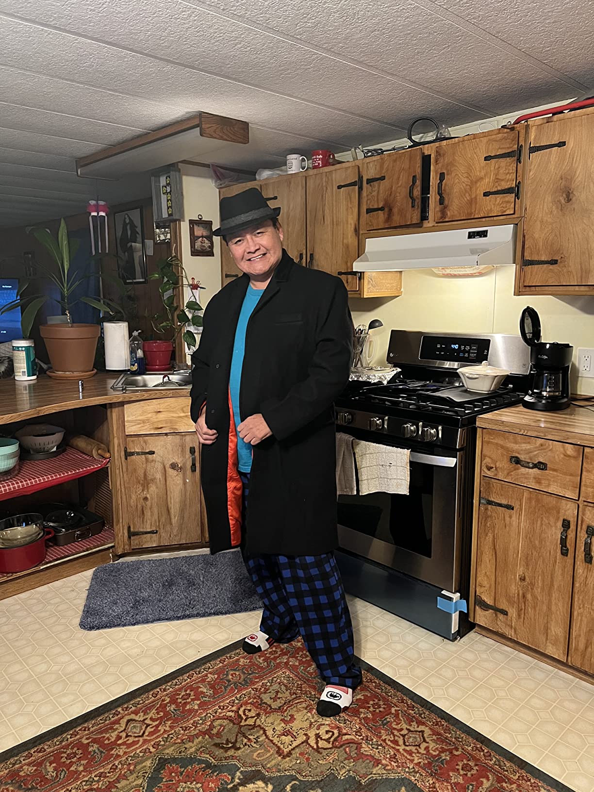 Mens Black Overcoat Wool & Cashmere Covert Warm Winter Mod Coat Velvet Collar & Red Satin Lining customer photo 1