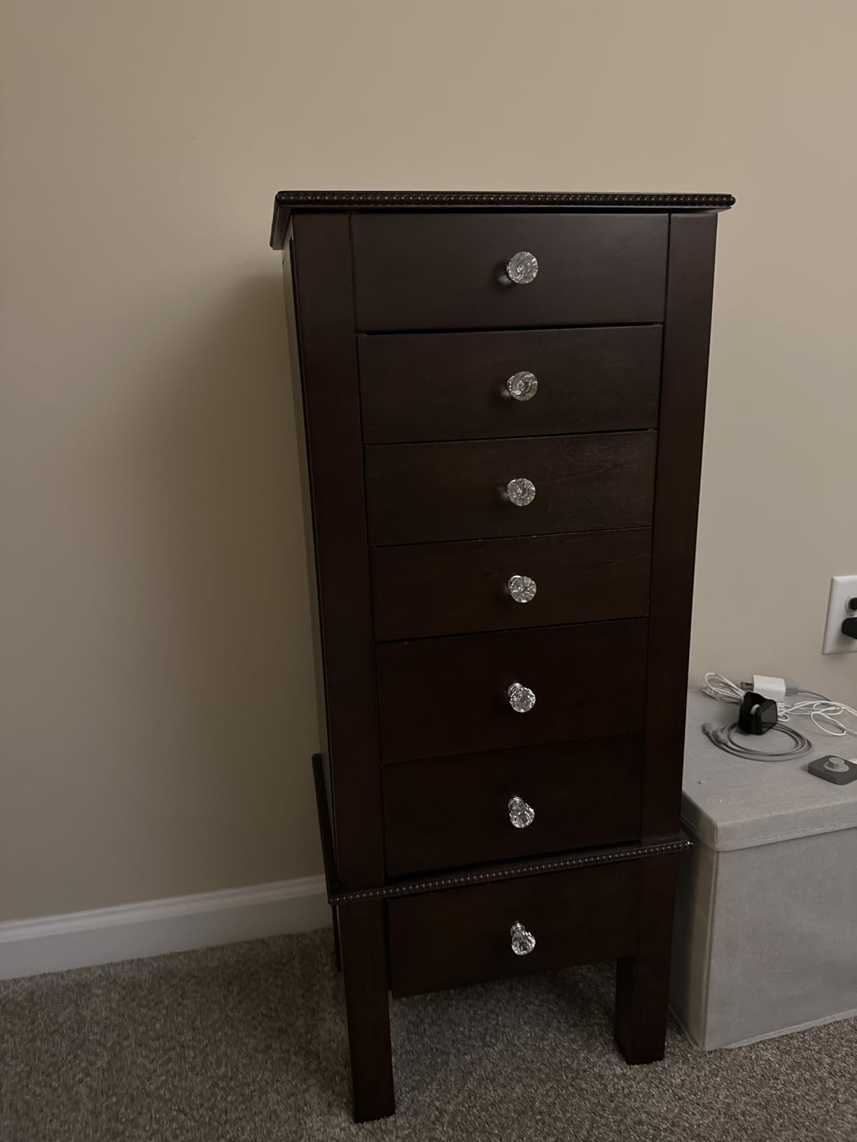 Hives and Honey Crystal Jewelry Armoire - Modern Espresso Storage Organizer with Divided Drawers and Necklace Hooks - French-Inspired Design with Jewel-Like Pulls - Anti-Tarnish Felt Lining customer photo 1