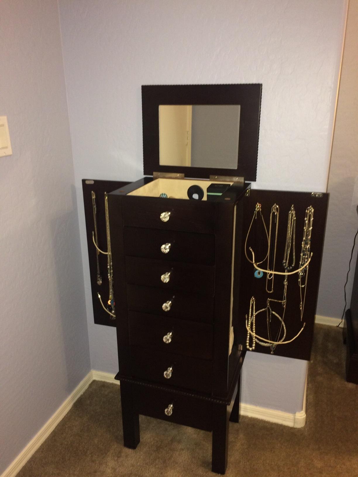 Hives and Honey Crystal Jewelry Armoire - Modern Espresso Storage Organizer with Divided Drawers and Necklace Hooks - French-Inspired Design with Jewel-Like Pulls - Anti-Tarnish Felt Lining customer photo 2