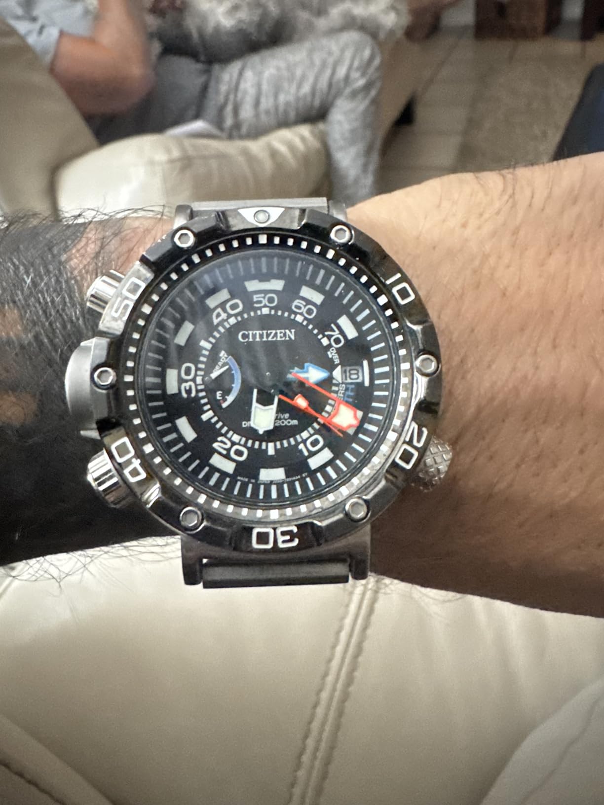 Citizen Men's Eco-Drive Promaster Sea Aqualand Depth Meter Watch in Stainless Steel with Black Polyurethane Strap customer photo 2