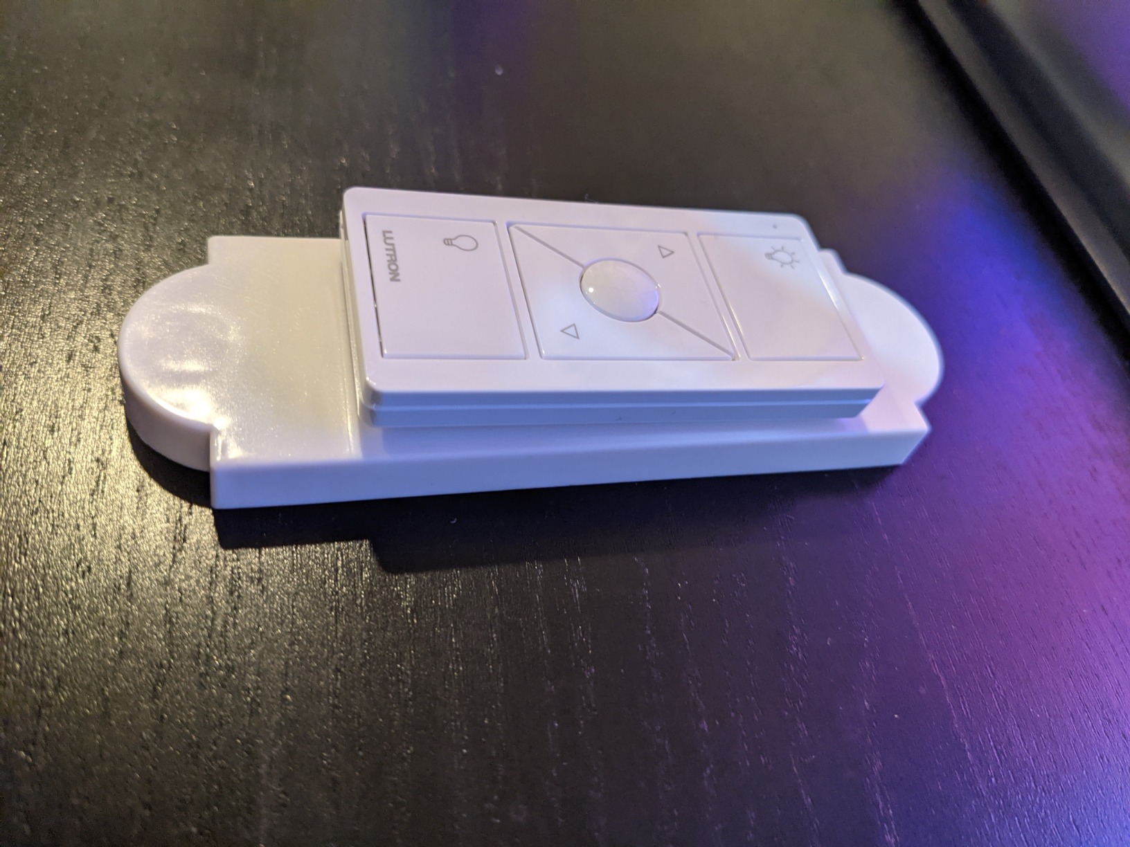 Lutron Pico Remote for Caseta Smart Dimmer Switch, 3-Button Control with Raise/Lower and Preset Lighting Level, For Table Top or Wallmount Use, PJ2-3BRL-WH-L01R, White customer photo 1