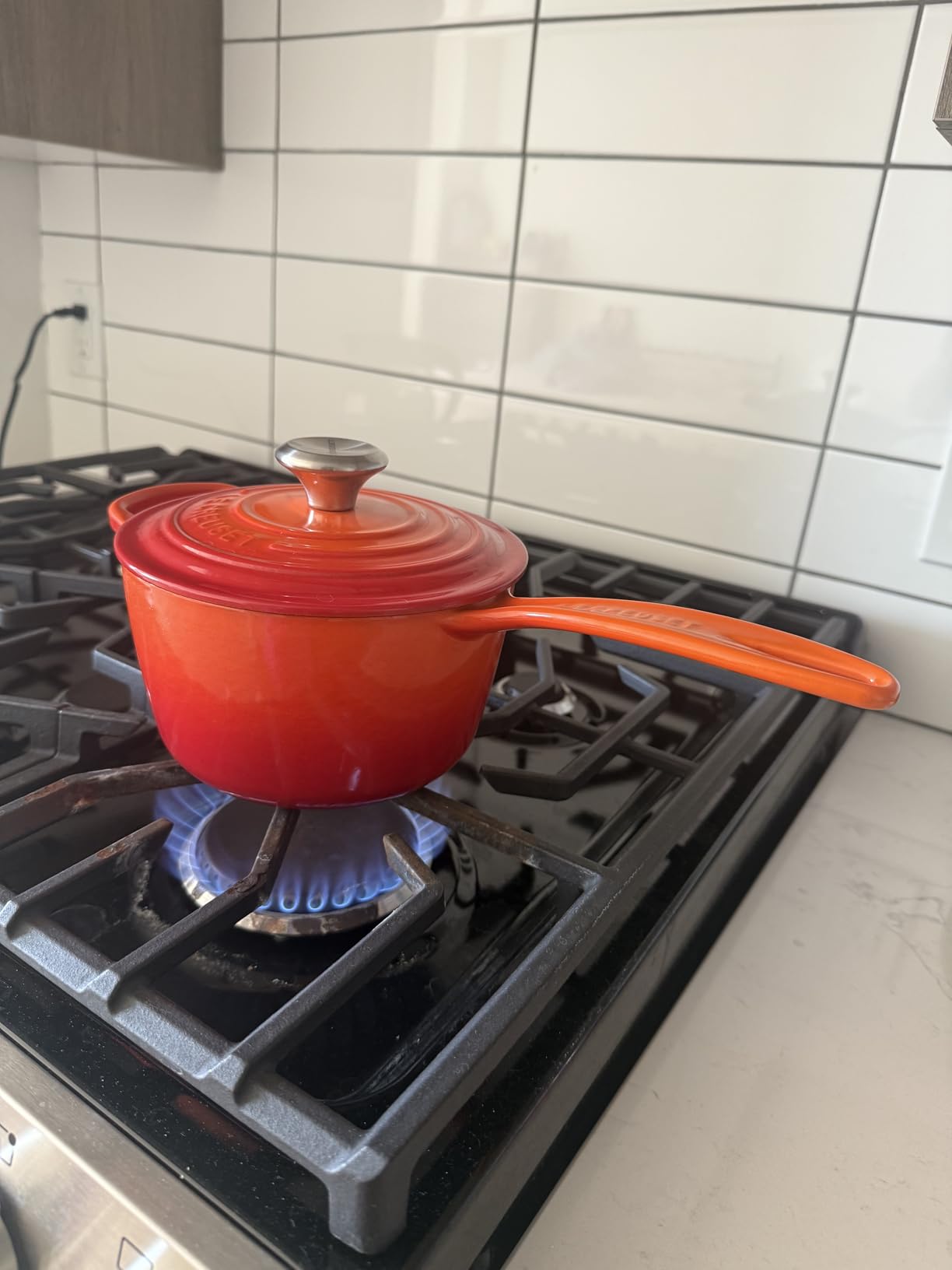 Le Creuset Enameled Cast Iron Signature Saucepan, 1.75 qt., Cerise customer photo 1