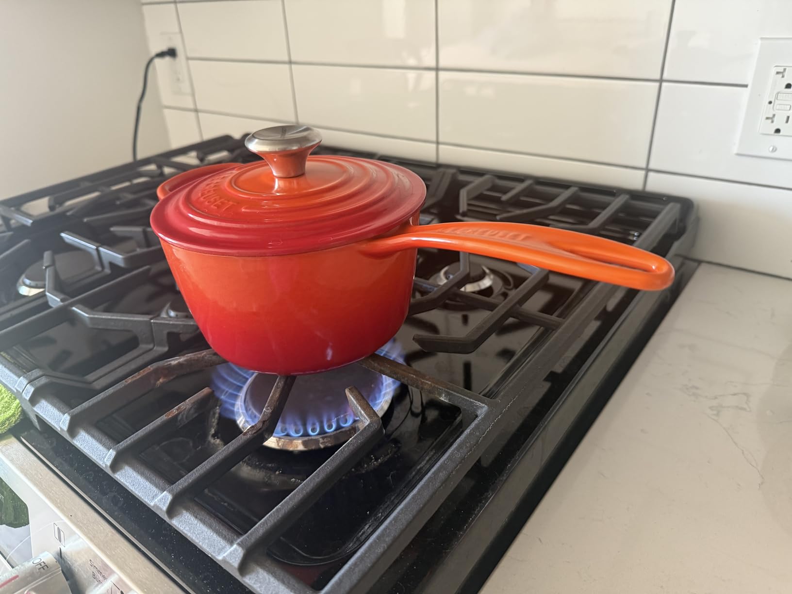 Le Creuset Enameled Cast Iron Signature Saucepan, 1.75 qt., Cerise customer photo 2