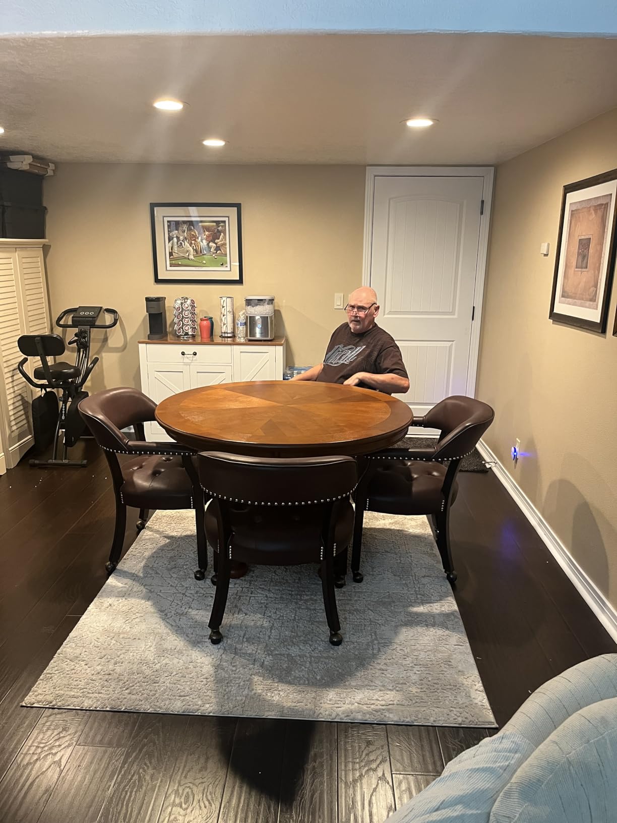 Sunset Trading Bellagio Dining/Game Table, Reversible Poker Top with Cup Holders, Walnut customer photo 1