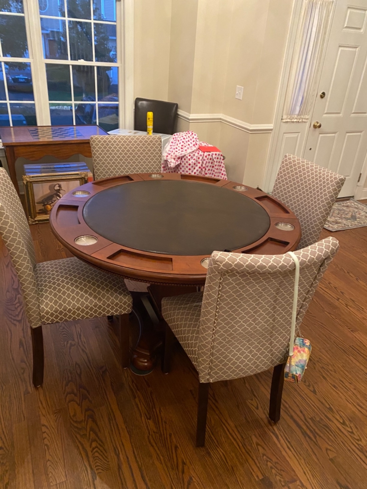 Sunset Trading Bellagio Dining/Game Table, Reversible Poker Top with Cup Holders, Walnut customer photo 2